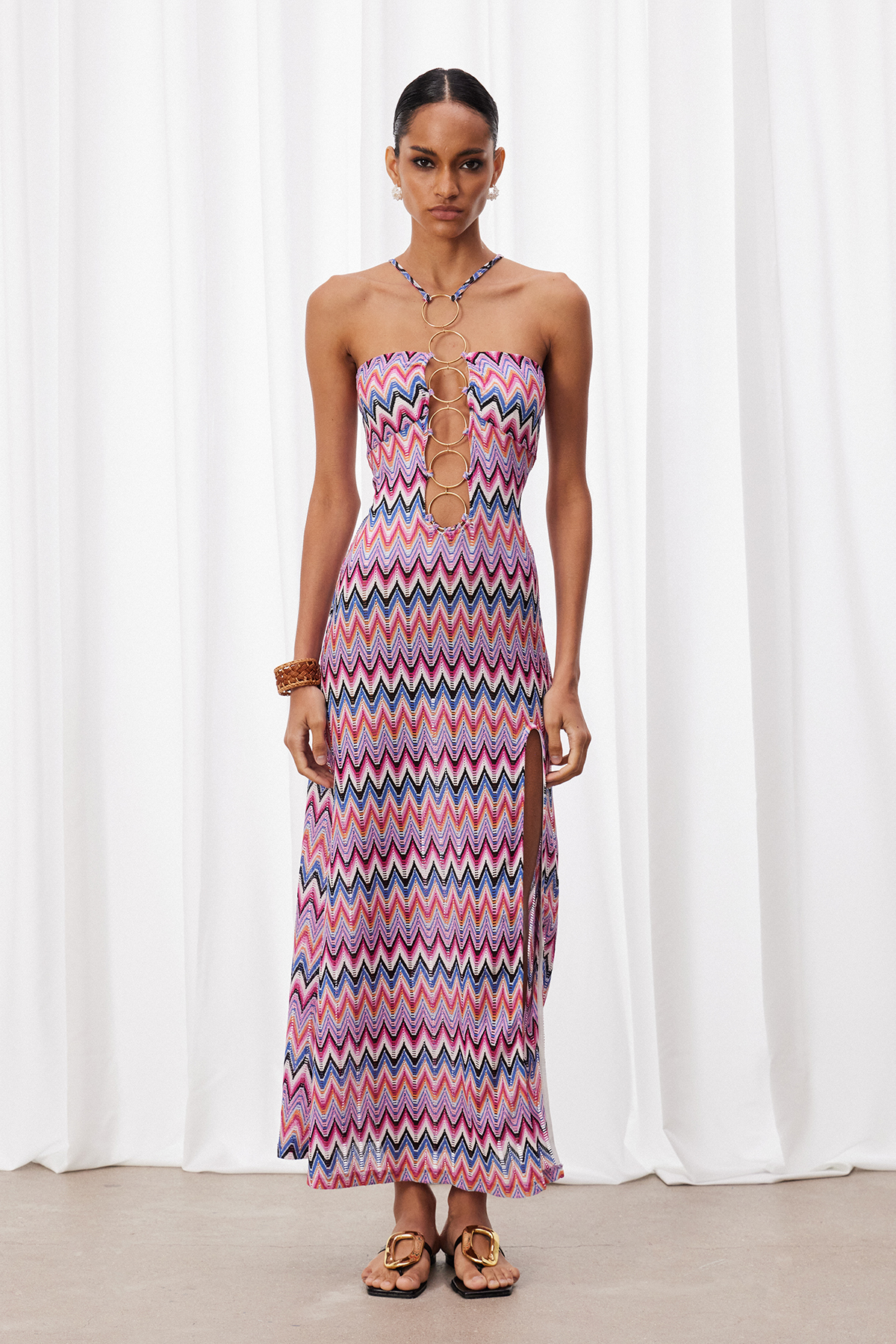 Izabelle Halter Neck Split Maxi Dress