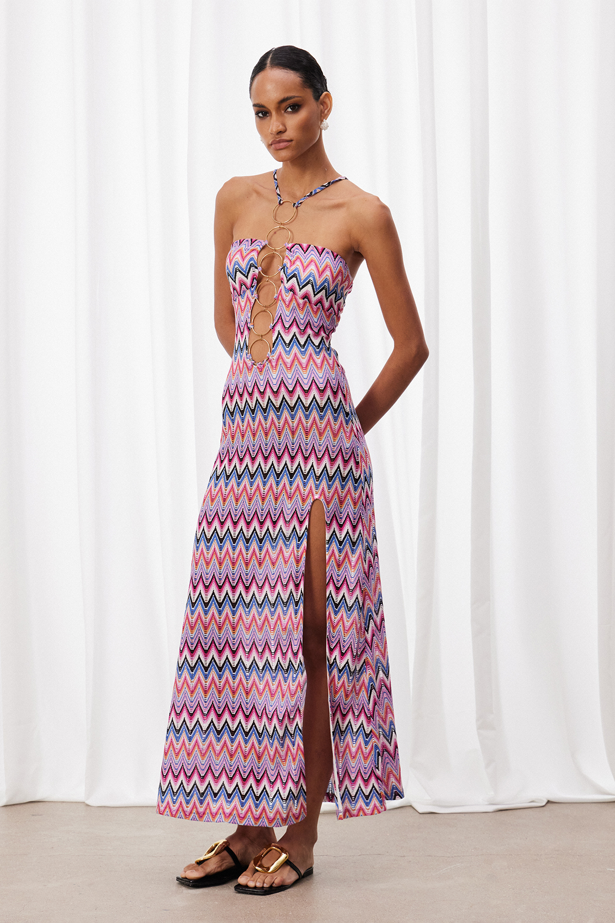 Izabelle Halter Neck Split Maxi Dress