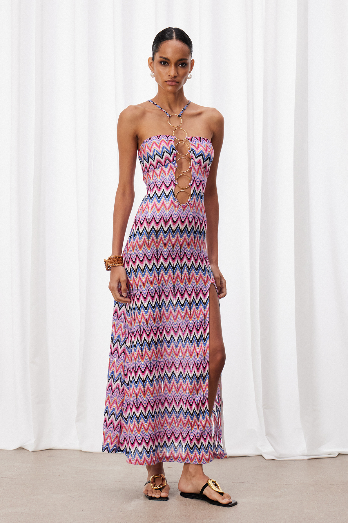 Izabelle Halter Neck Split Maxi Dress