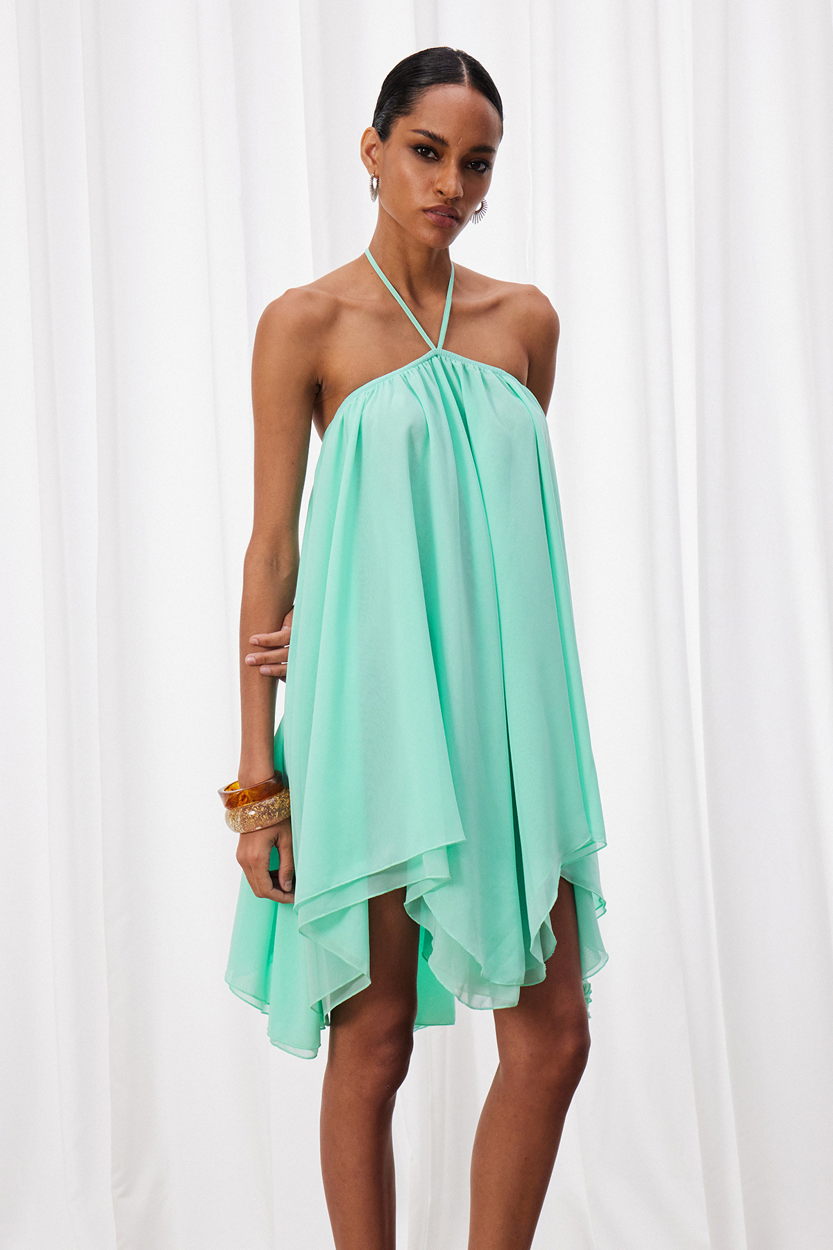 Izan Halter Neck Oversized Mini Dress