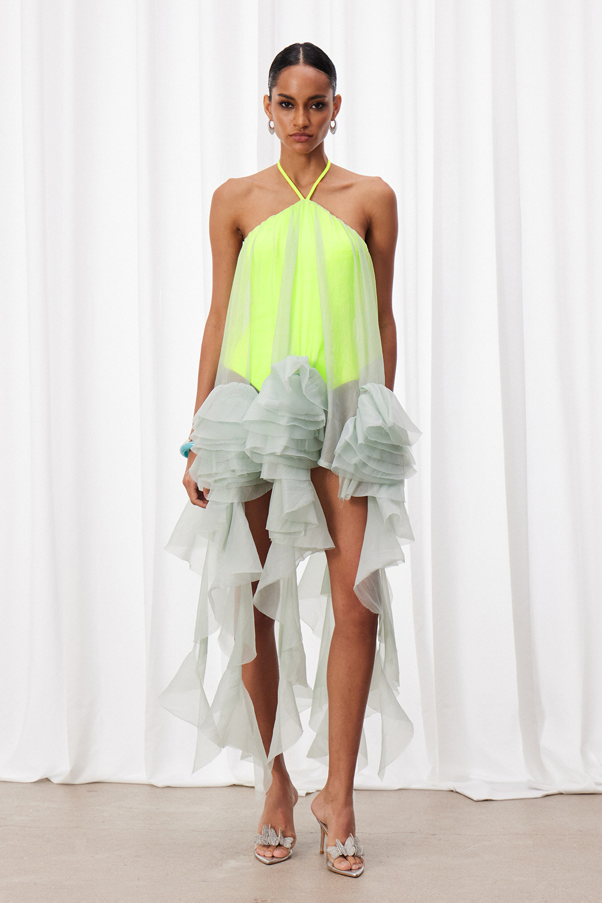 Izan Halter Neck Ruffle Mini Dress