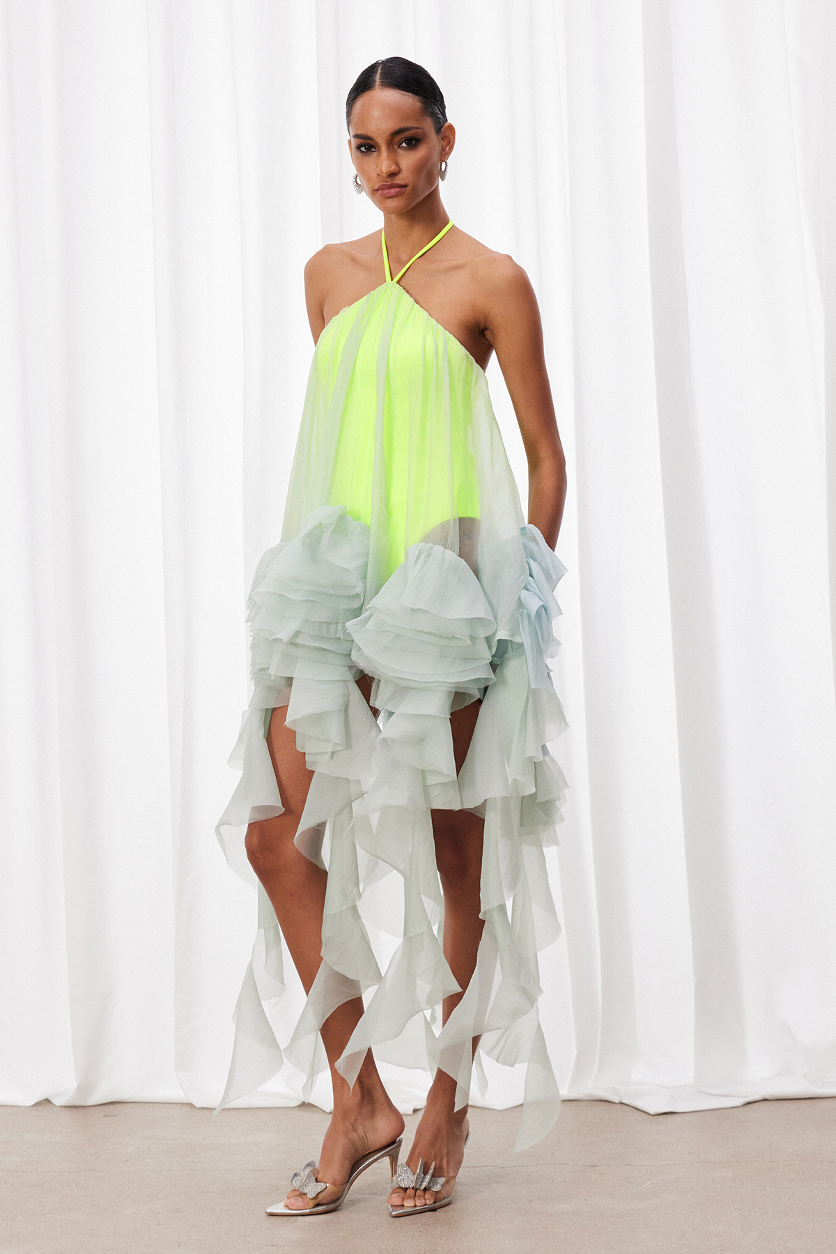 Izan Halter Neck Ruffle Mini Dress