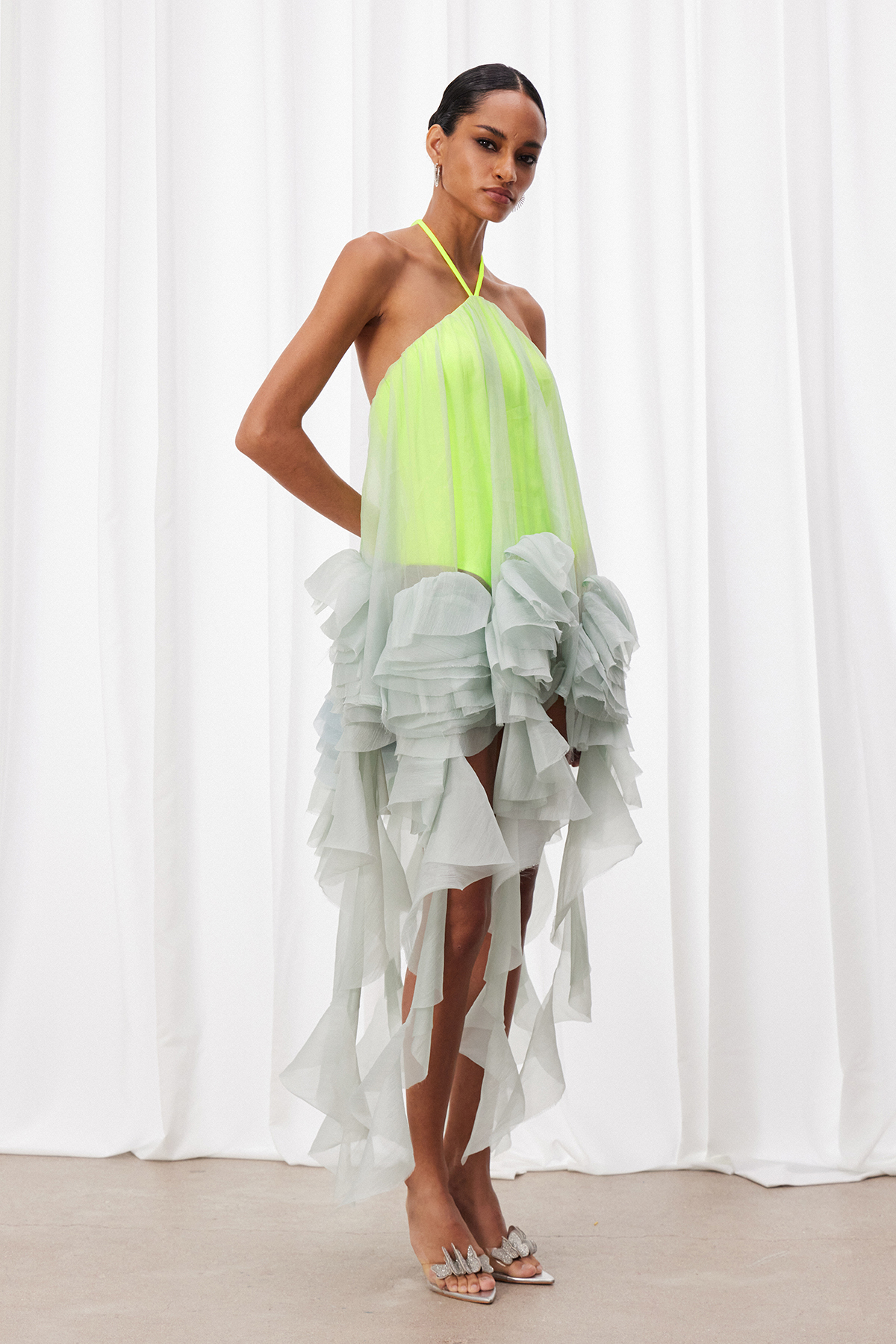 Izan Halter Neck Ruffle Mini Dress