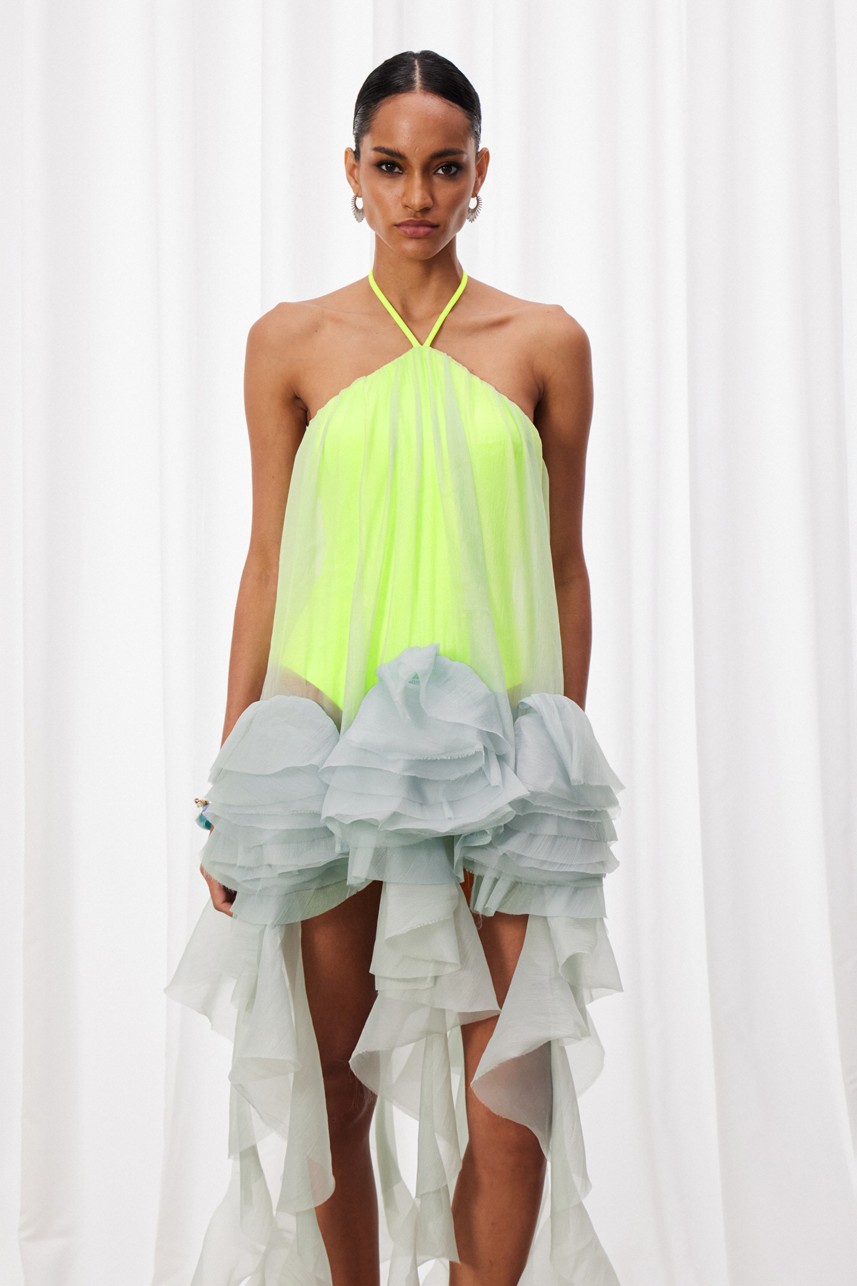 Izan Halter Neck Ruffle Mini Dress