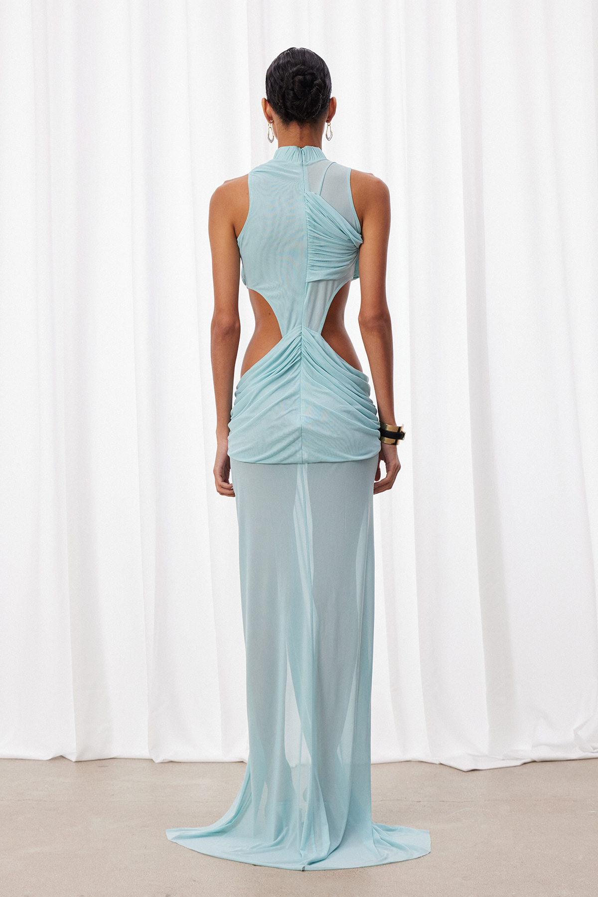 Izanagi Asymmetric Ruch Cutout Maxi Dress