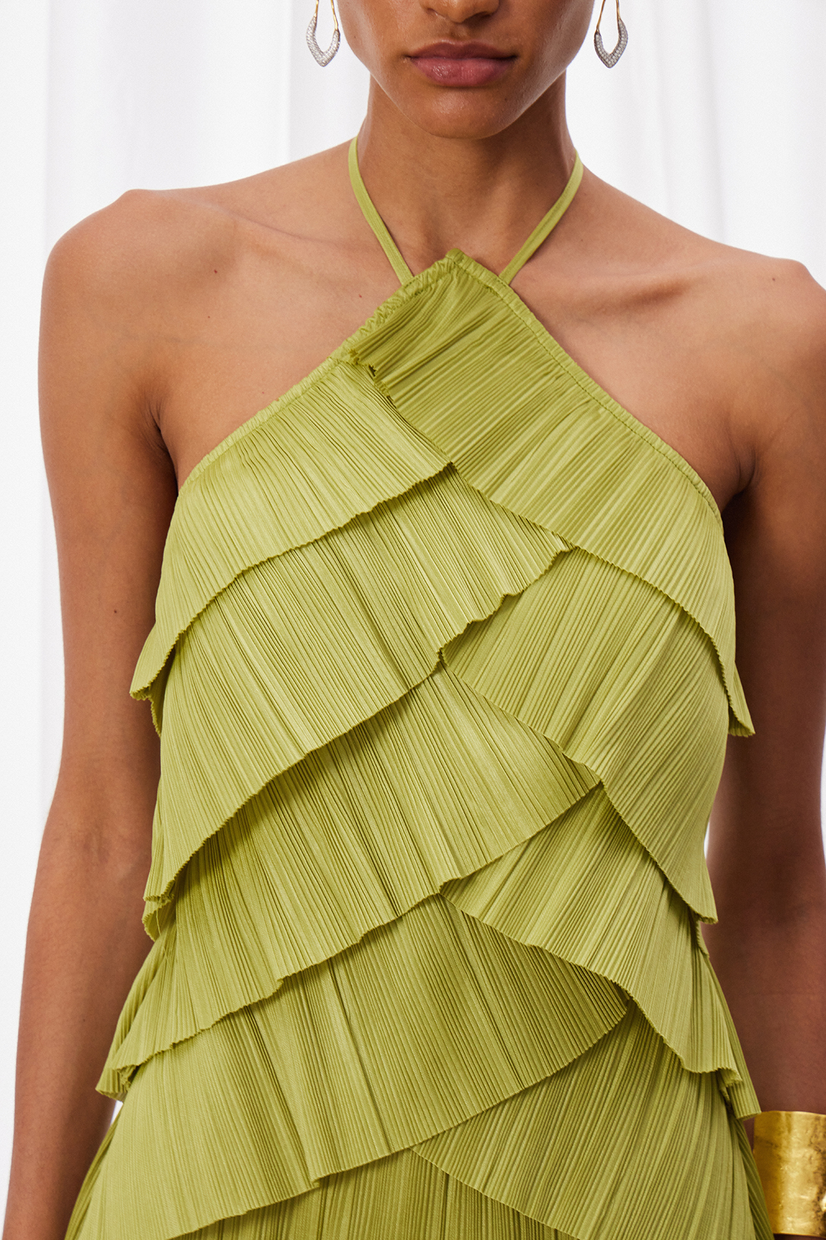 Izanami Halter Neck Tiered Mini Dress