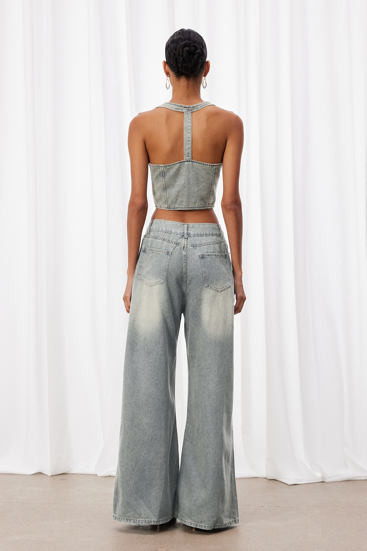Izaro Sleeveless Denim Pants Set