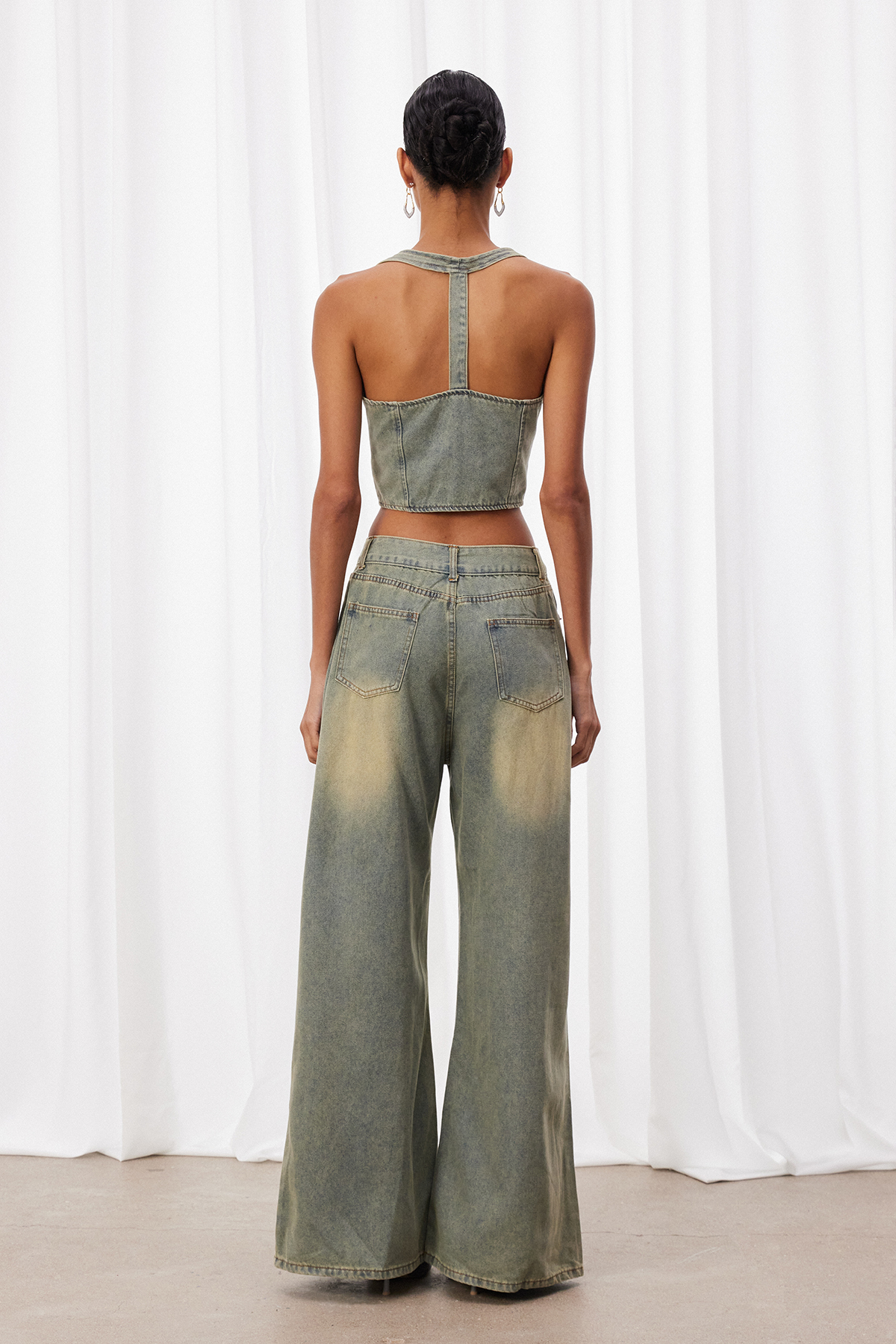 Izaro Sleeveless Denim Pants Set