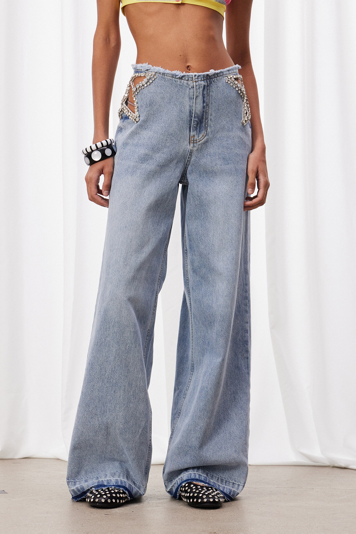 Izdihar Crystal Butterfly Cutout Jeans