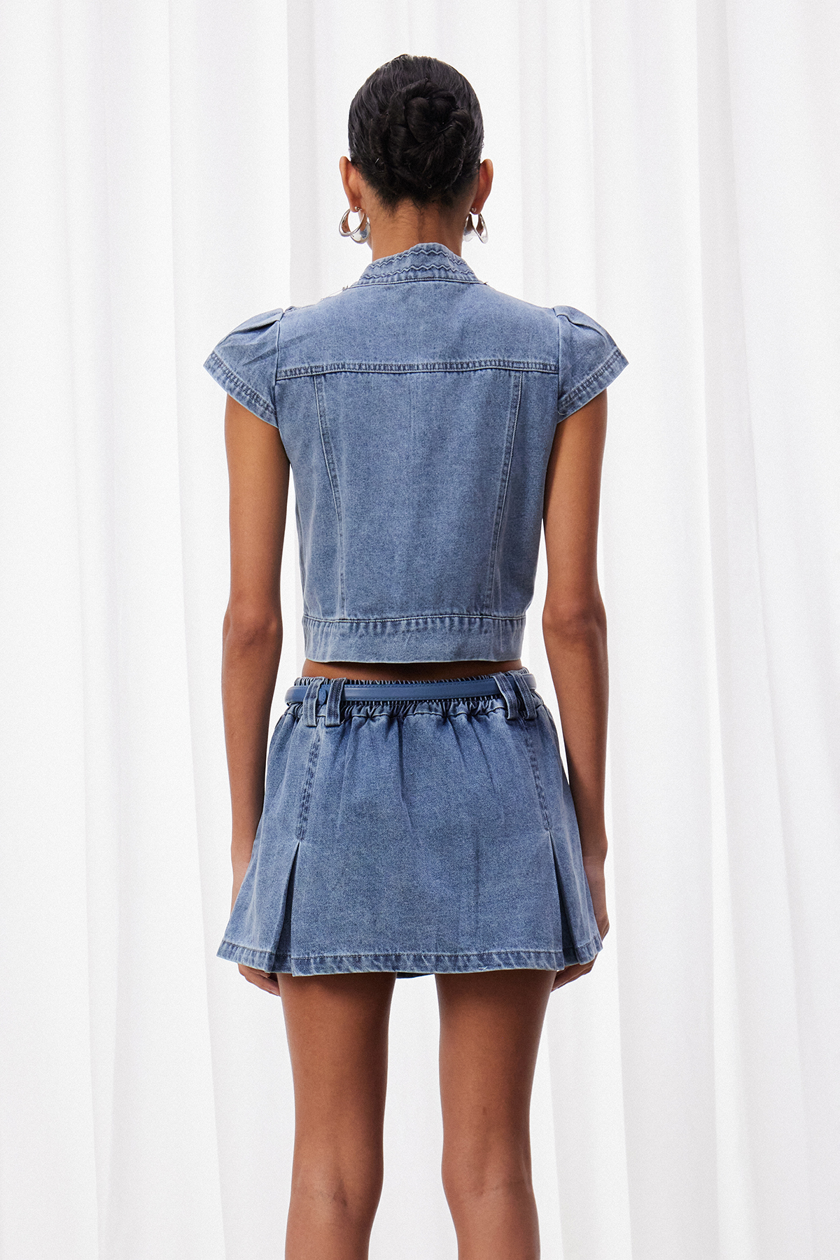 Izem Studded Denim Skirt Set