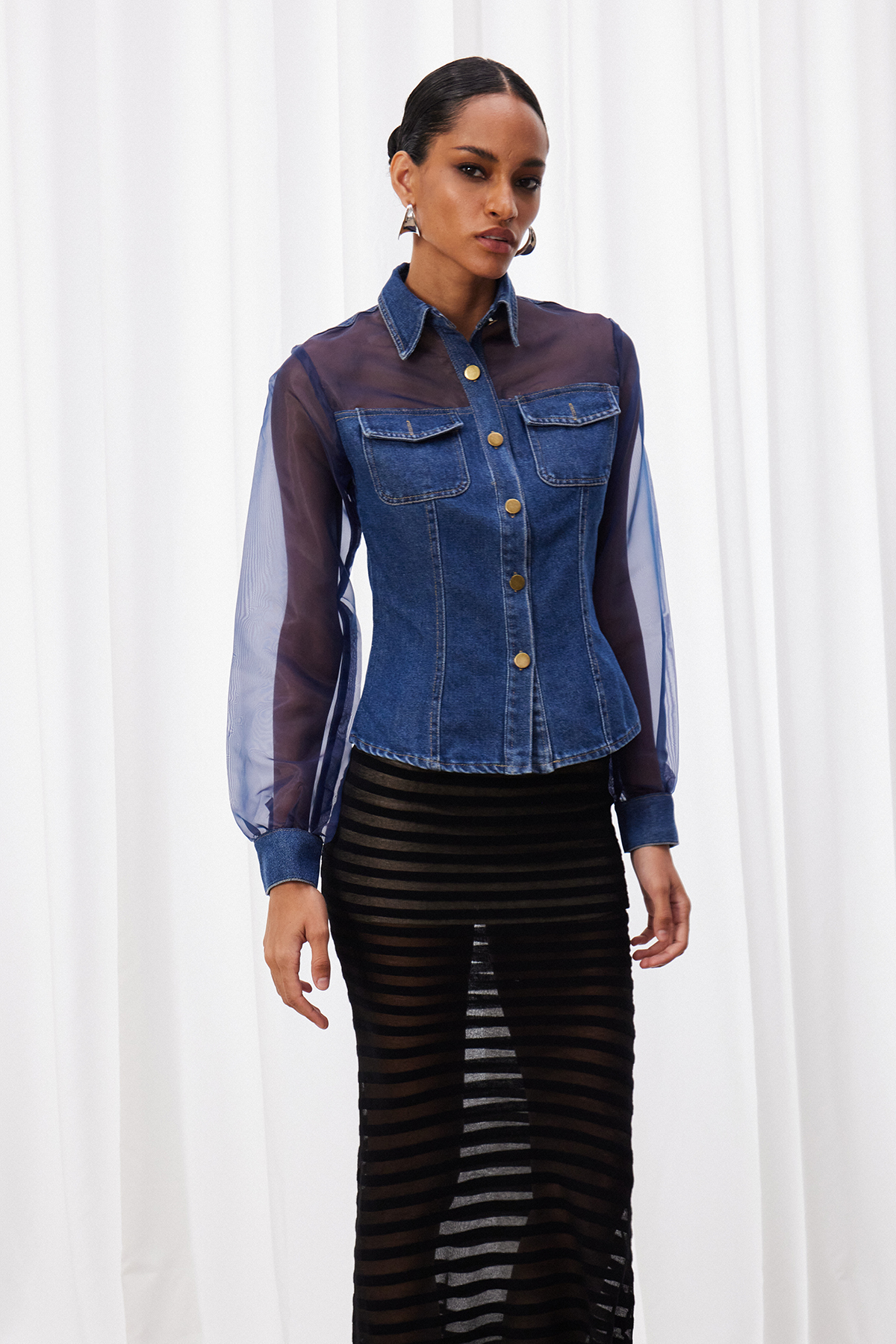 Izevel Mesh Denim Jacket