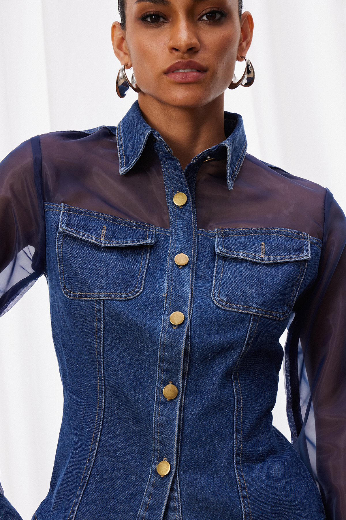 Izevel Mesh Denim Jacket