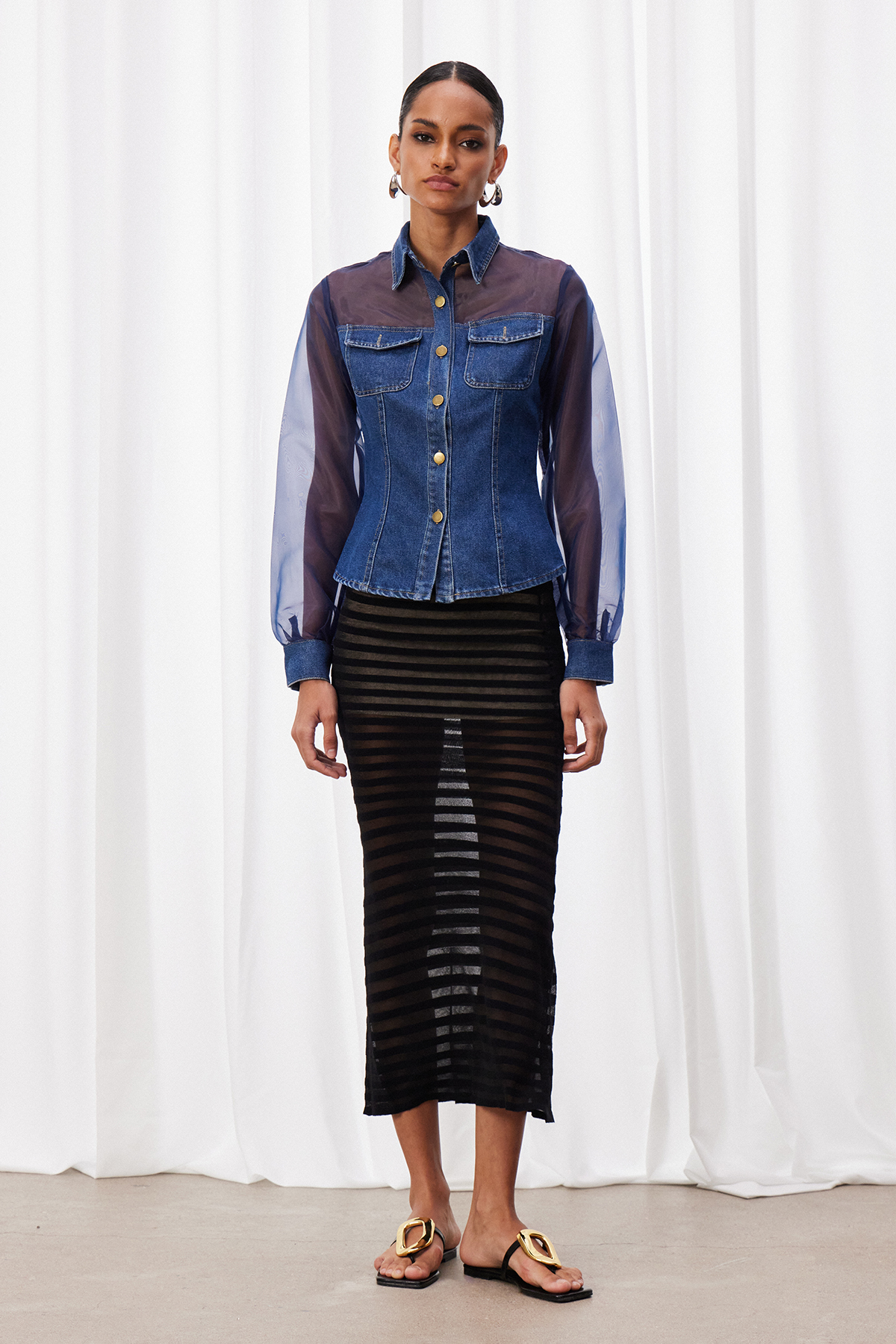 Izevel Mesh Denim Jacket