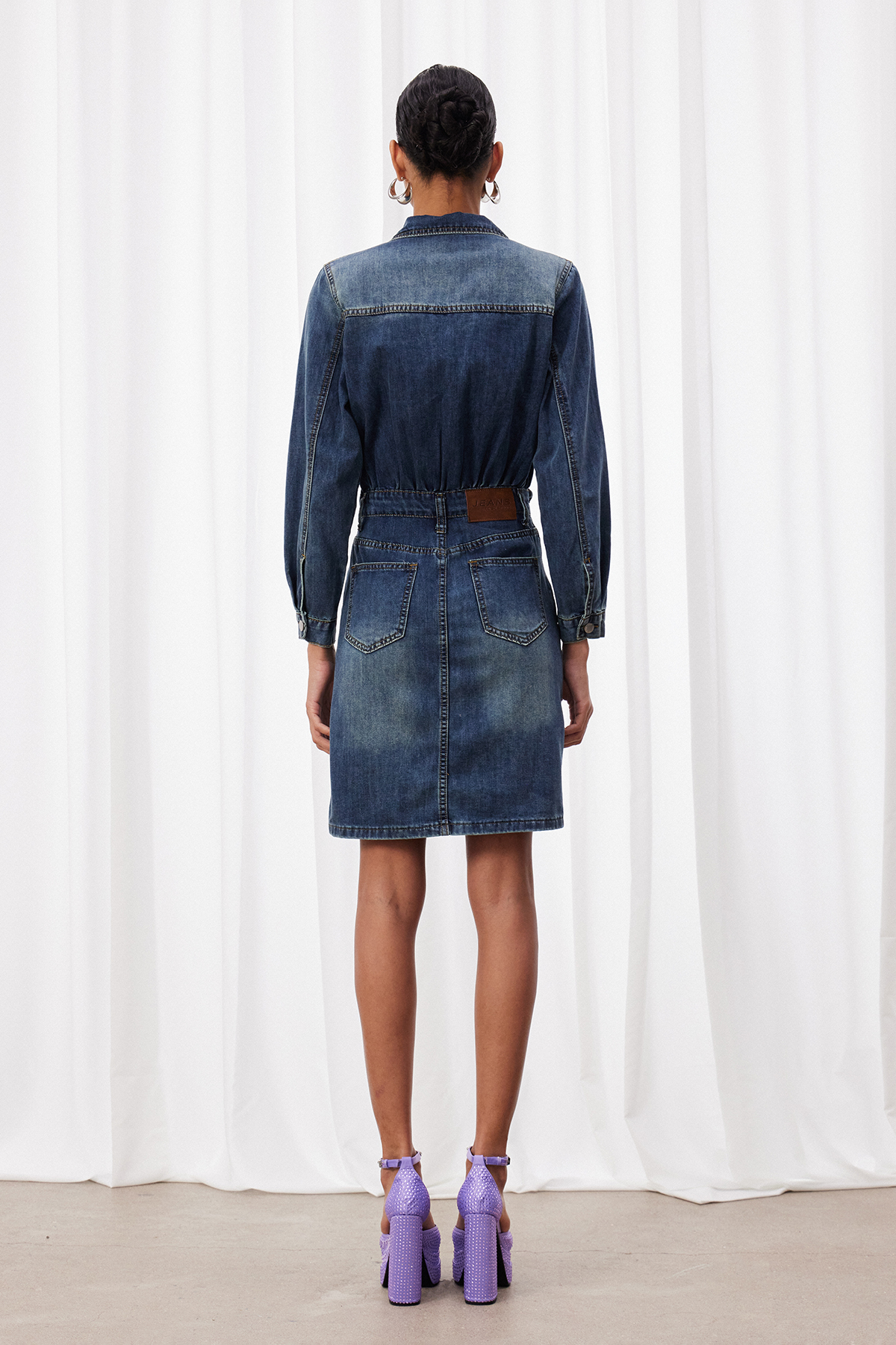 Izidora Belt Denim Midi Dress