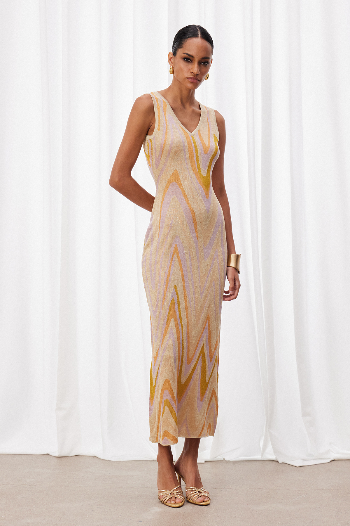 Izotz Sleeveless Glitter Maxi Dress