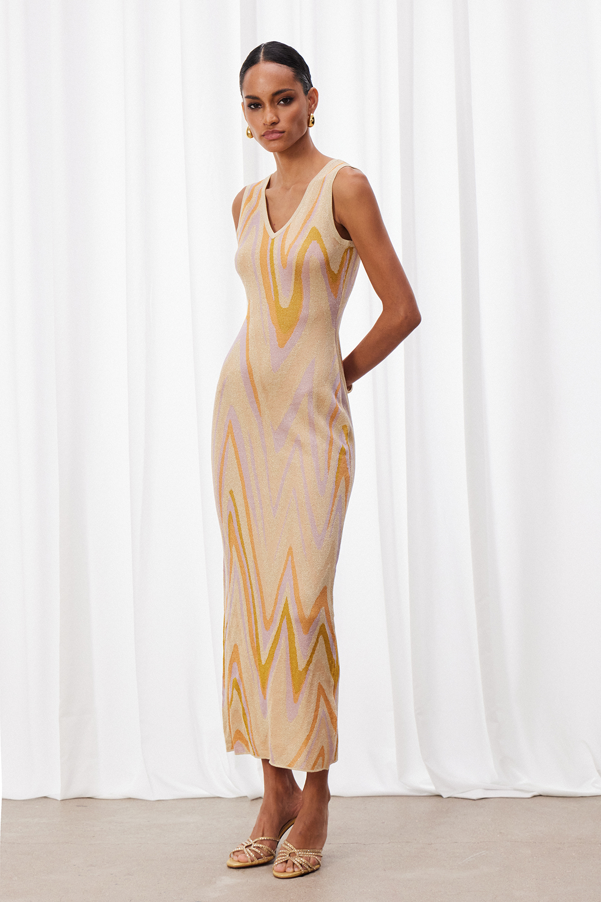 Izotz Sleeveless Glitter Maxi Dress