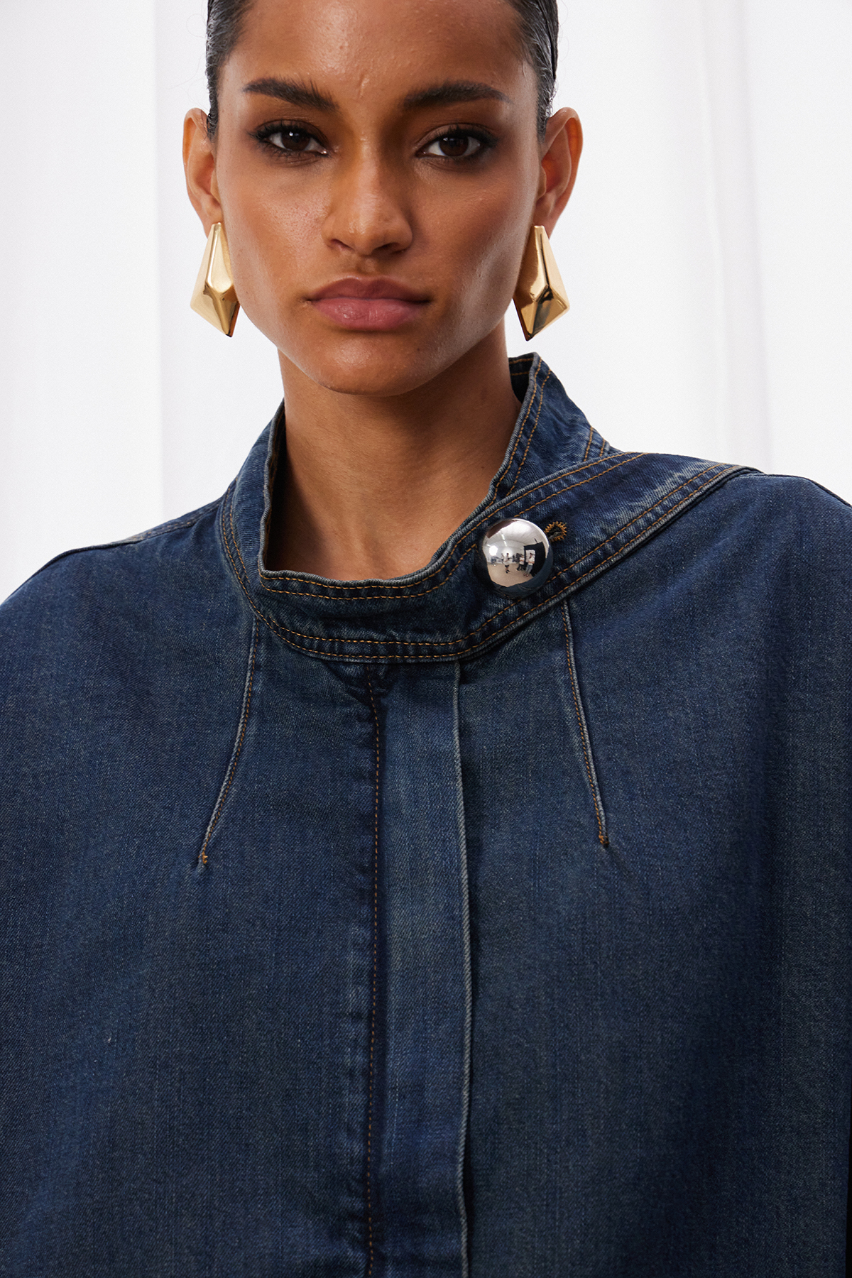 Izrail Denim Ruffle Skirt Set