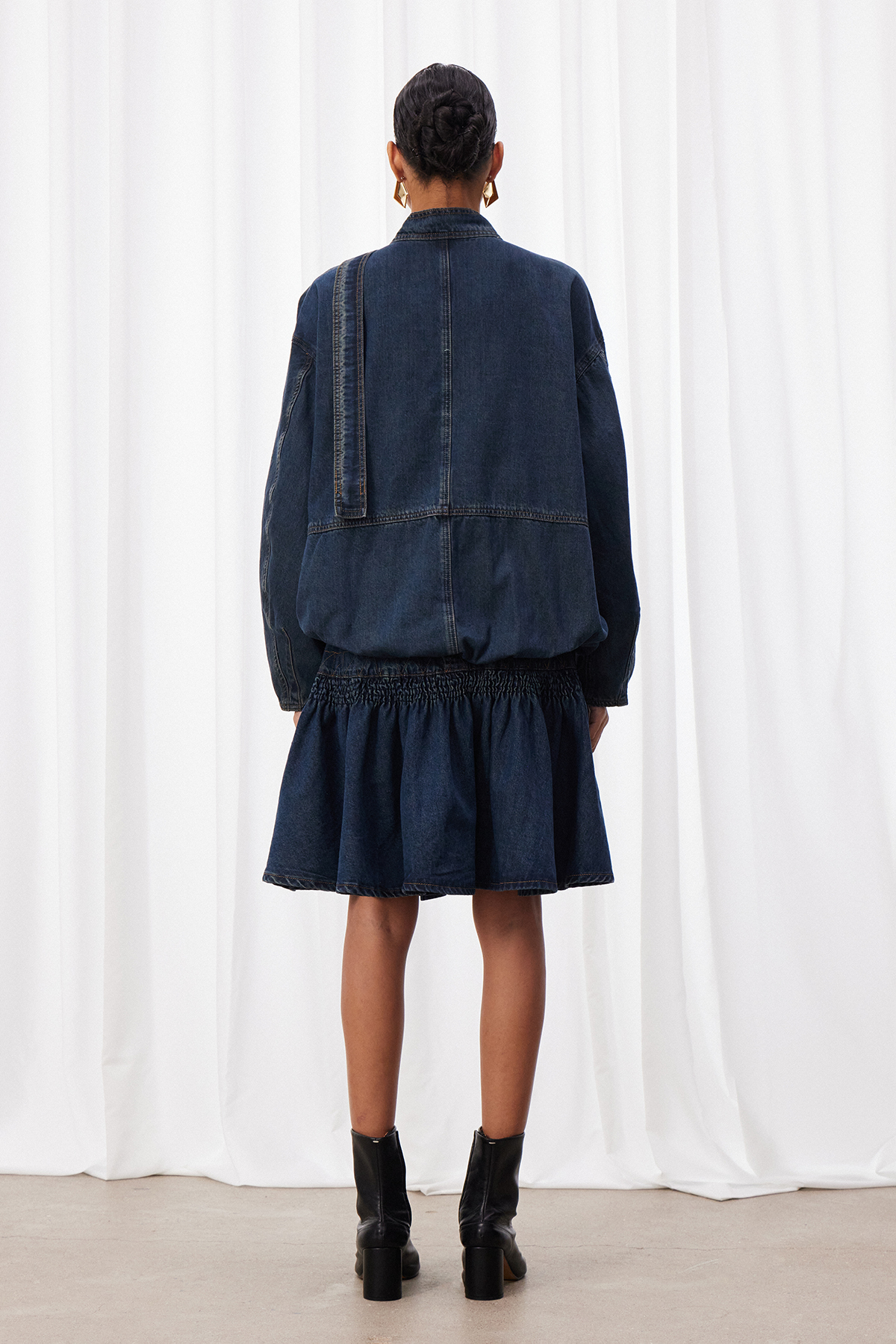 Izrail Denim Ruffle Skirt Set