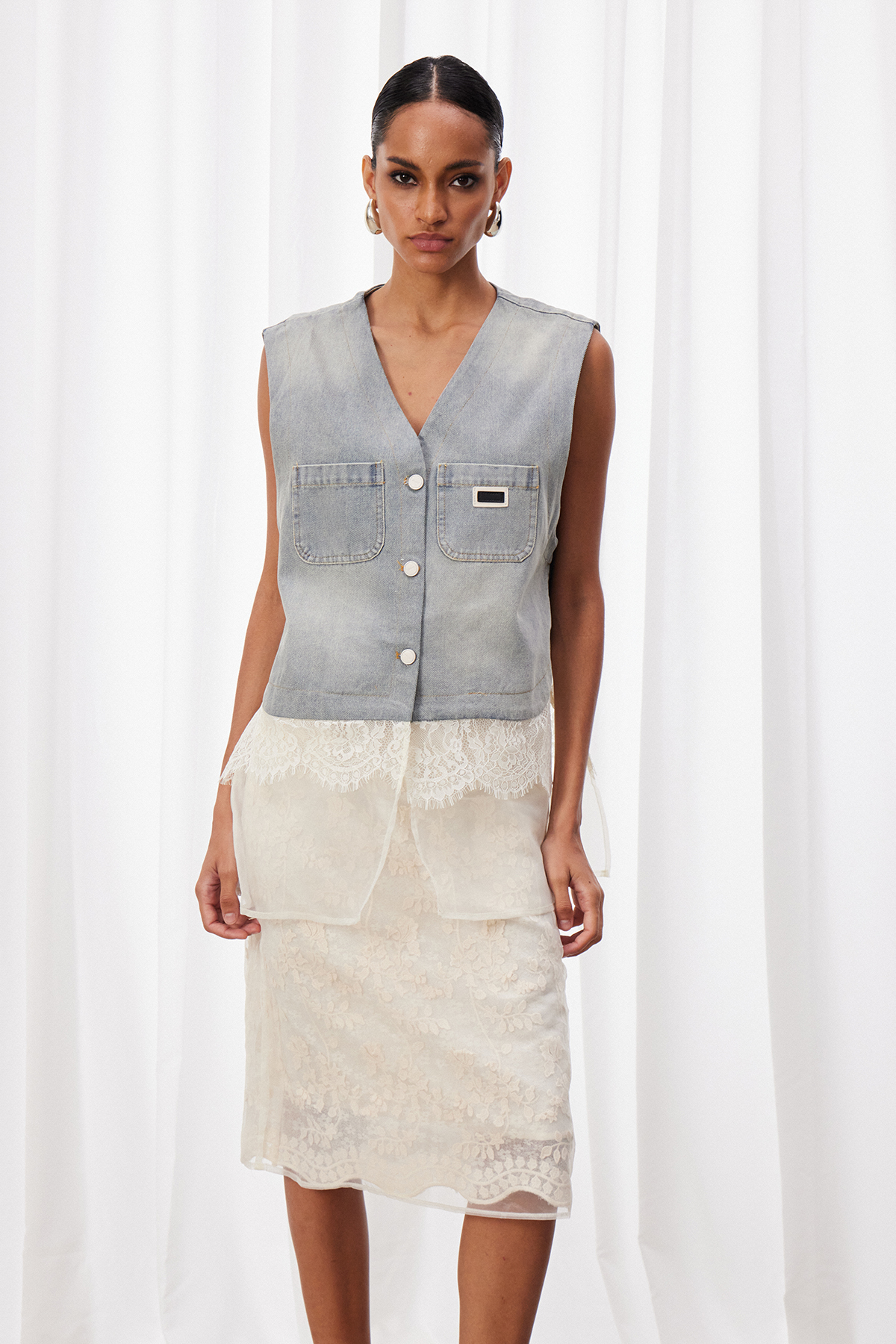 Iztok Sleeveless Deconstruct Mesh Top