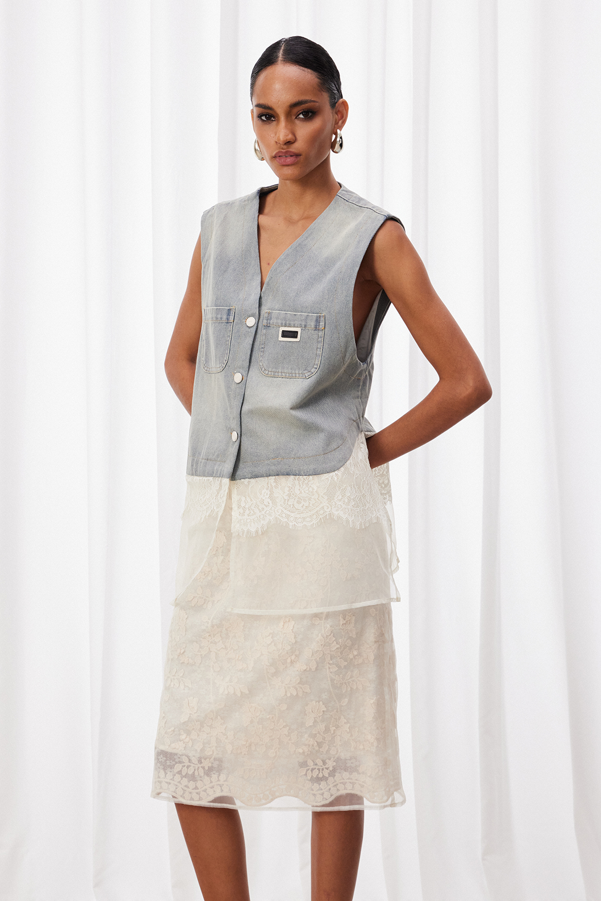 Iztok Sleeveless Deconstruct Mesh Top