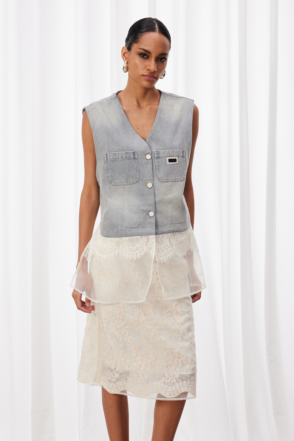 Iztok Sleeveless Deconstruct Mesh Top