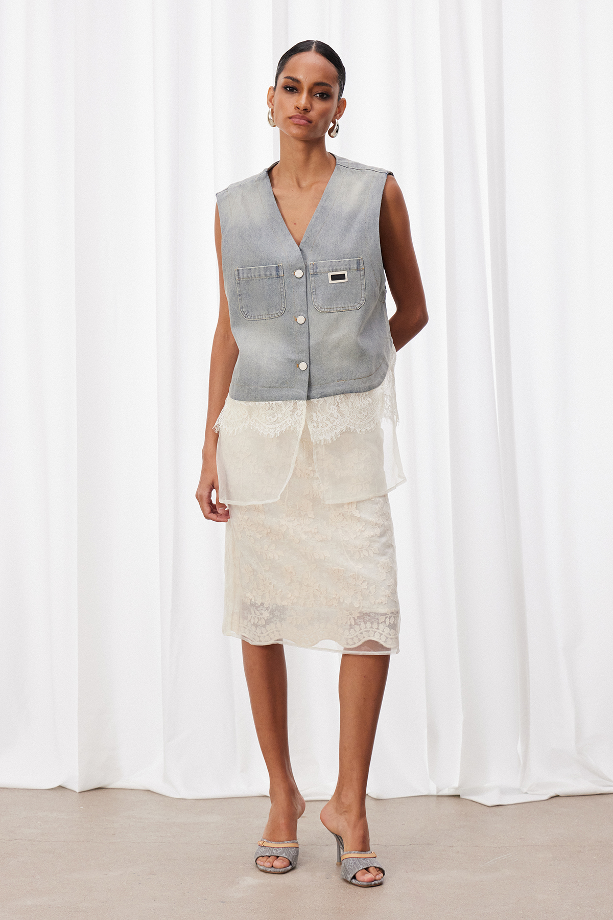 Iztok Sleeveless Deconstruct Mesh Top
