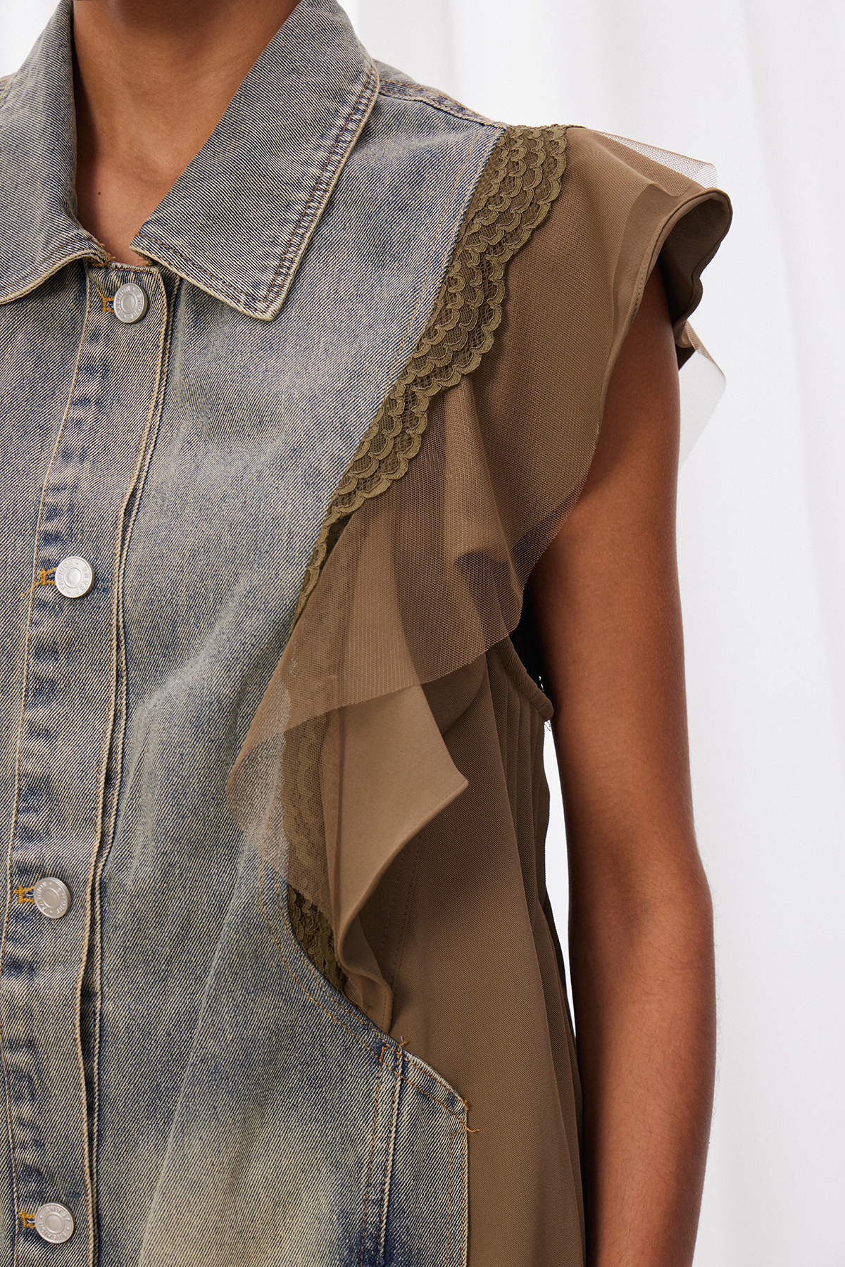 Izudin Ruffle Denim Top