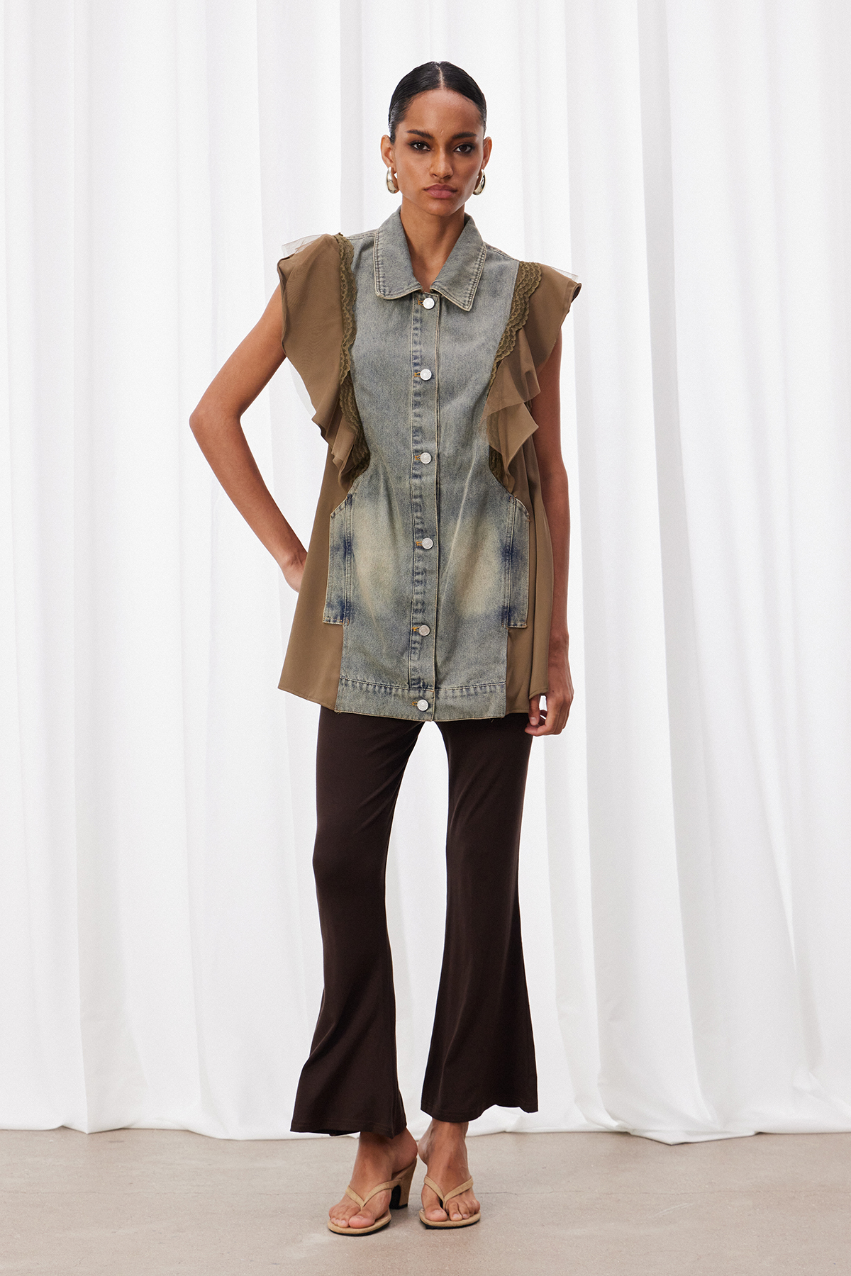 Izudin Ruffle Denim Top