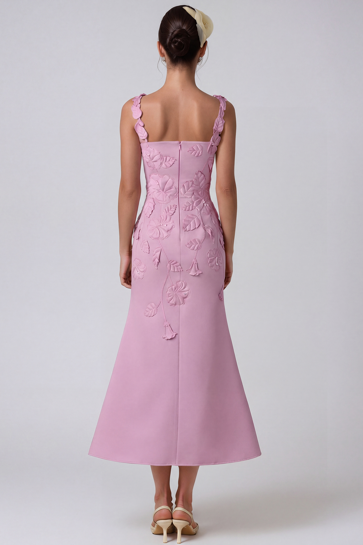 Jaak Spaghetti Flower Mermaid Midi Dress In Pink