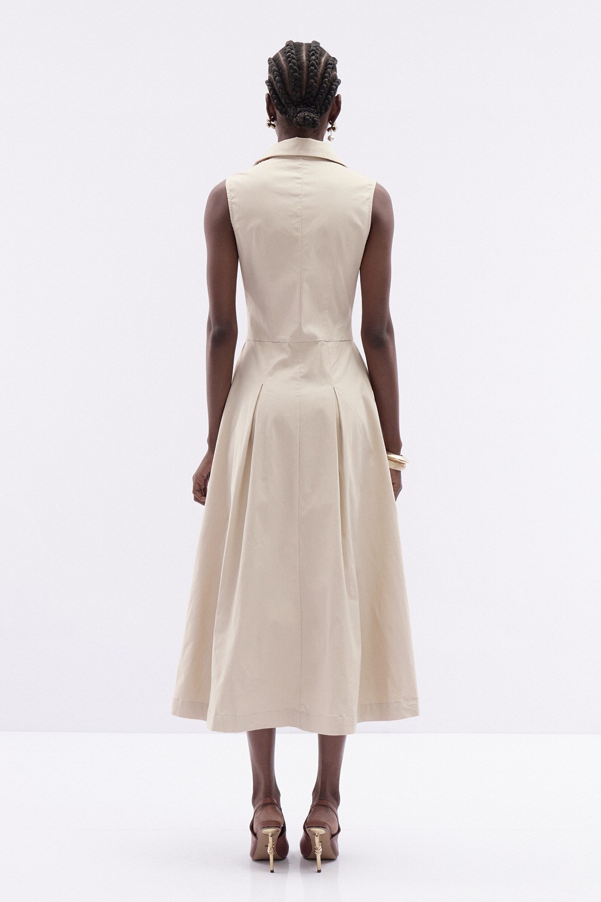 Jaanus Sleeveless Ruch Midi Dress