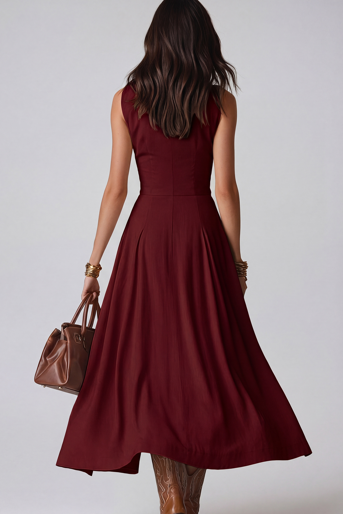 Jaanus Sleeveless Ruch Midi Dress In Red