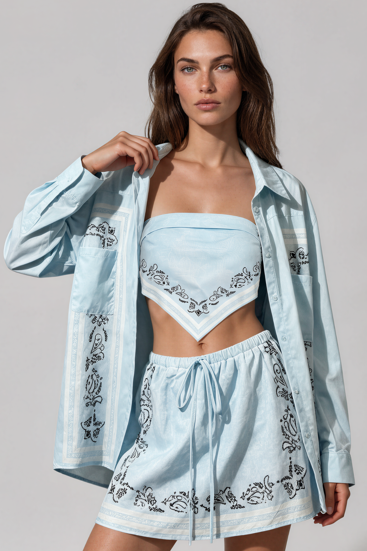 Jaasau Three Piece Floral Skirt Set