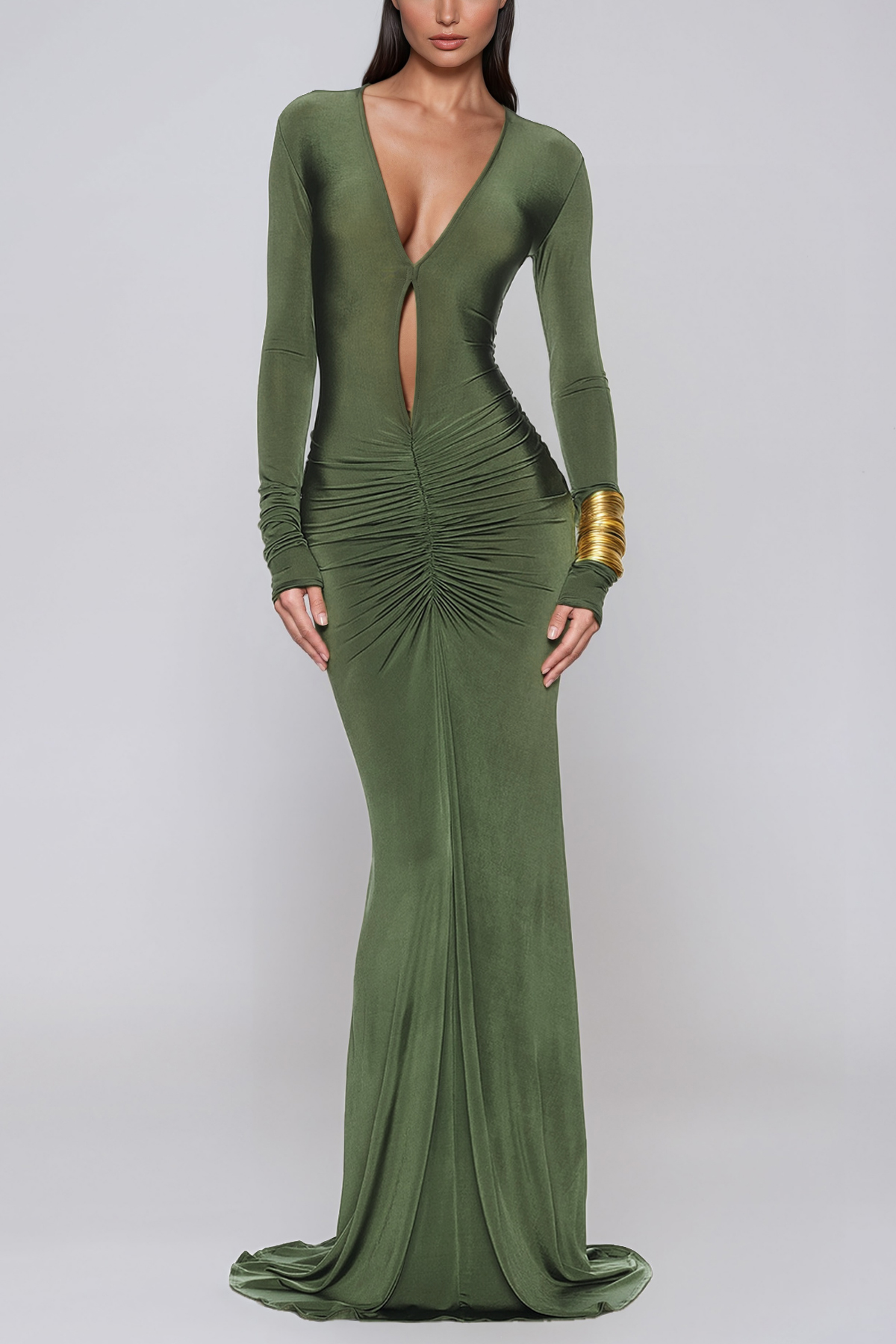 Jade Ruched Cutout Maxi Dress