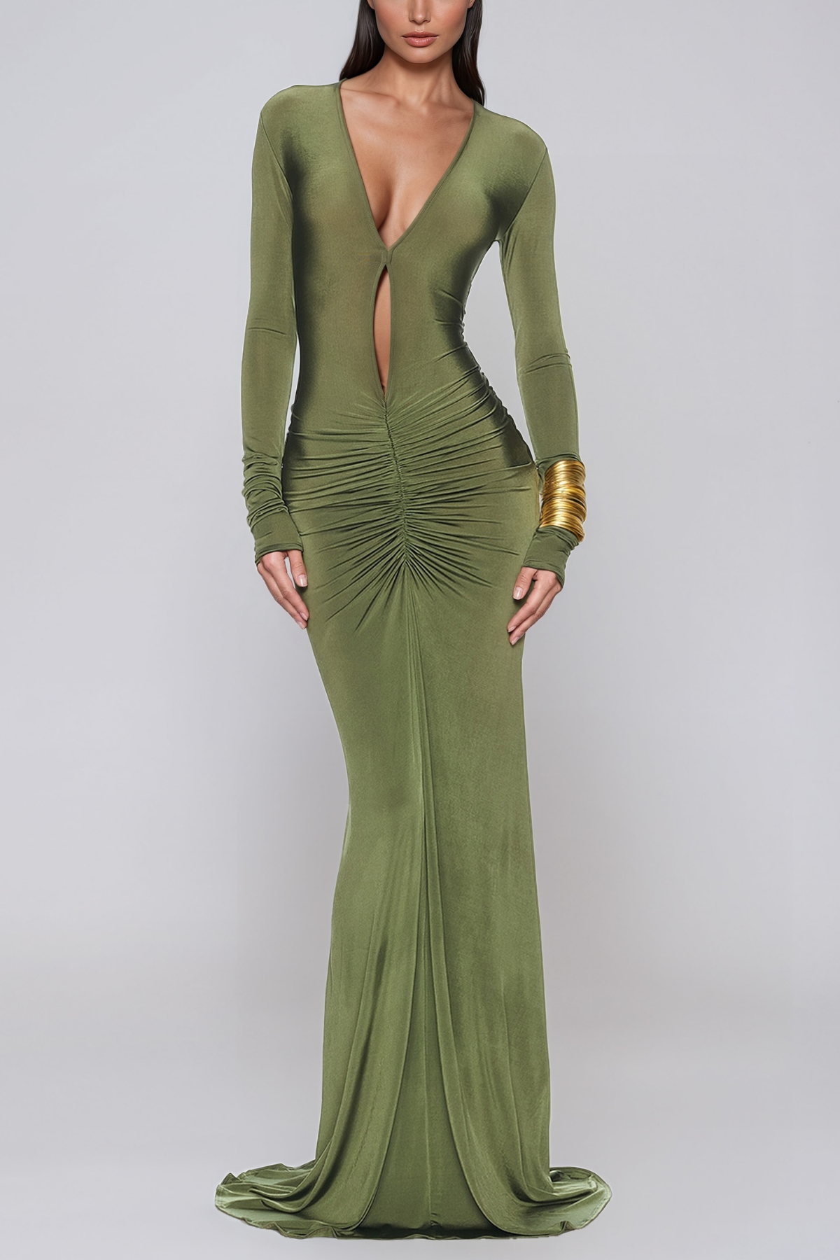 Jade Ruched Cutout Maxi Dress