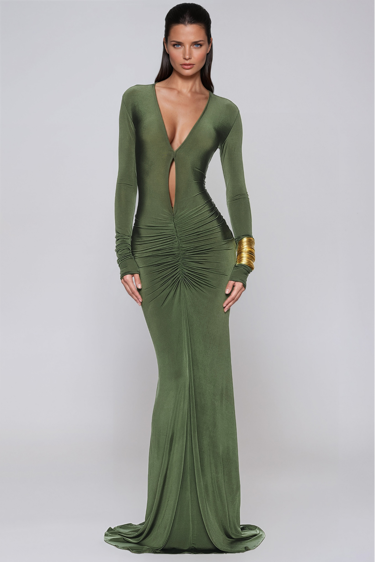 Jade Ruched Cutout Maxi Dress