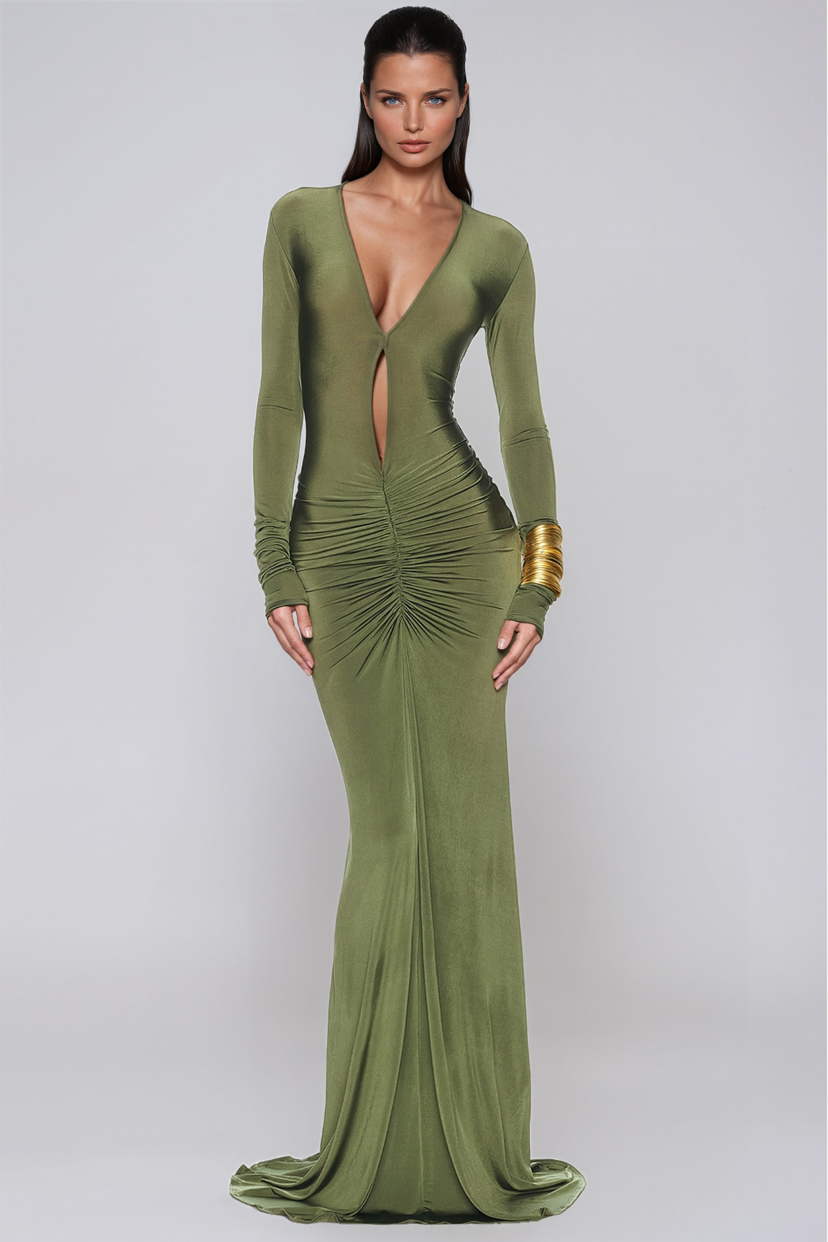 Jade Ruched Cutout Maxi Dress