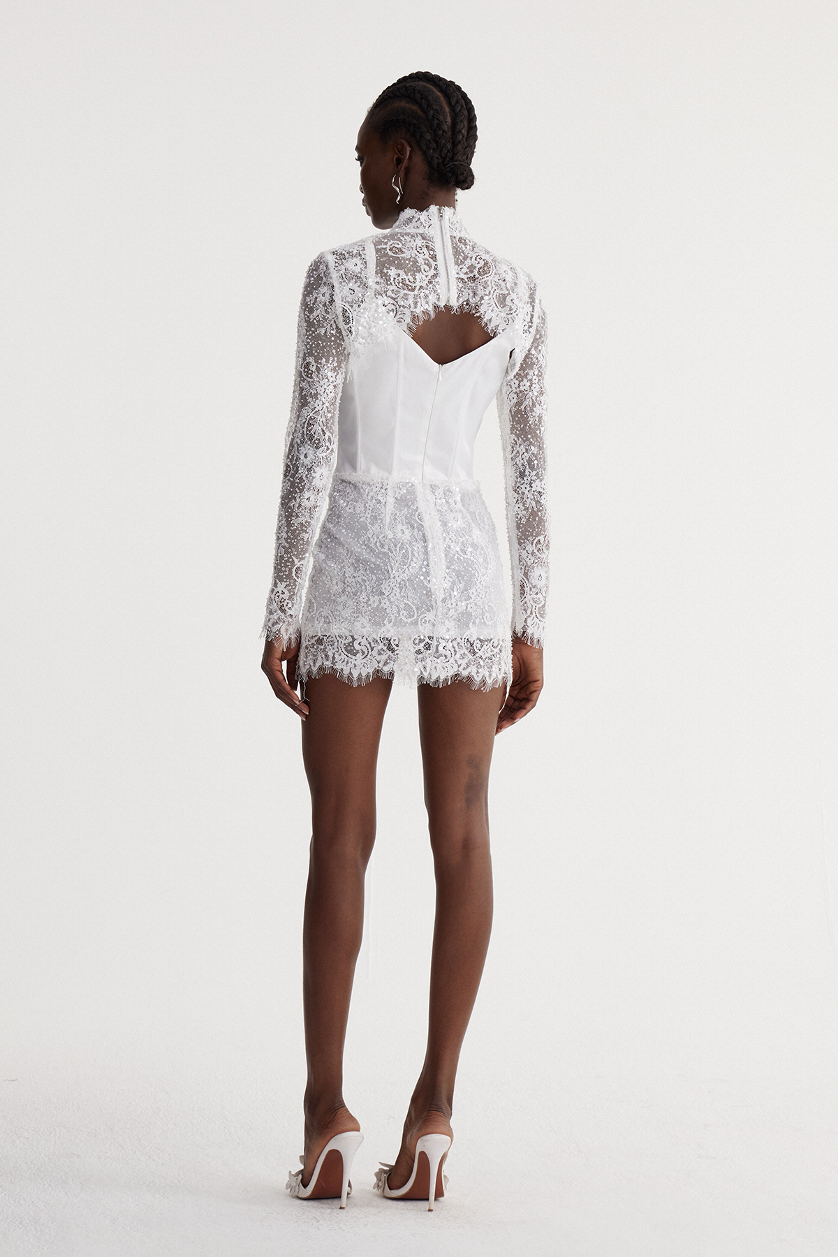 Jamaal Cutout Lace Satin Mini Dress