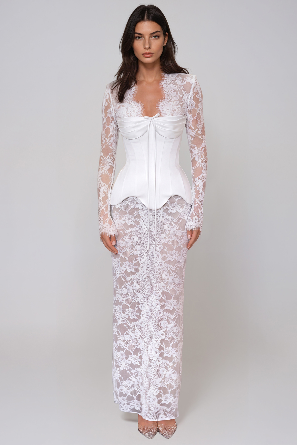 Jamaal Lace Satin Maxi Dress