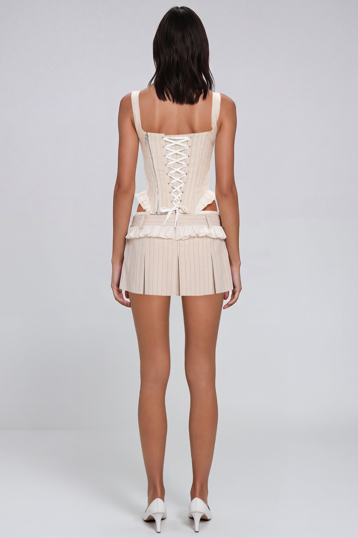 Janette Spaghetti Stripe Ruffle Skirt Set