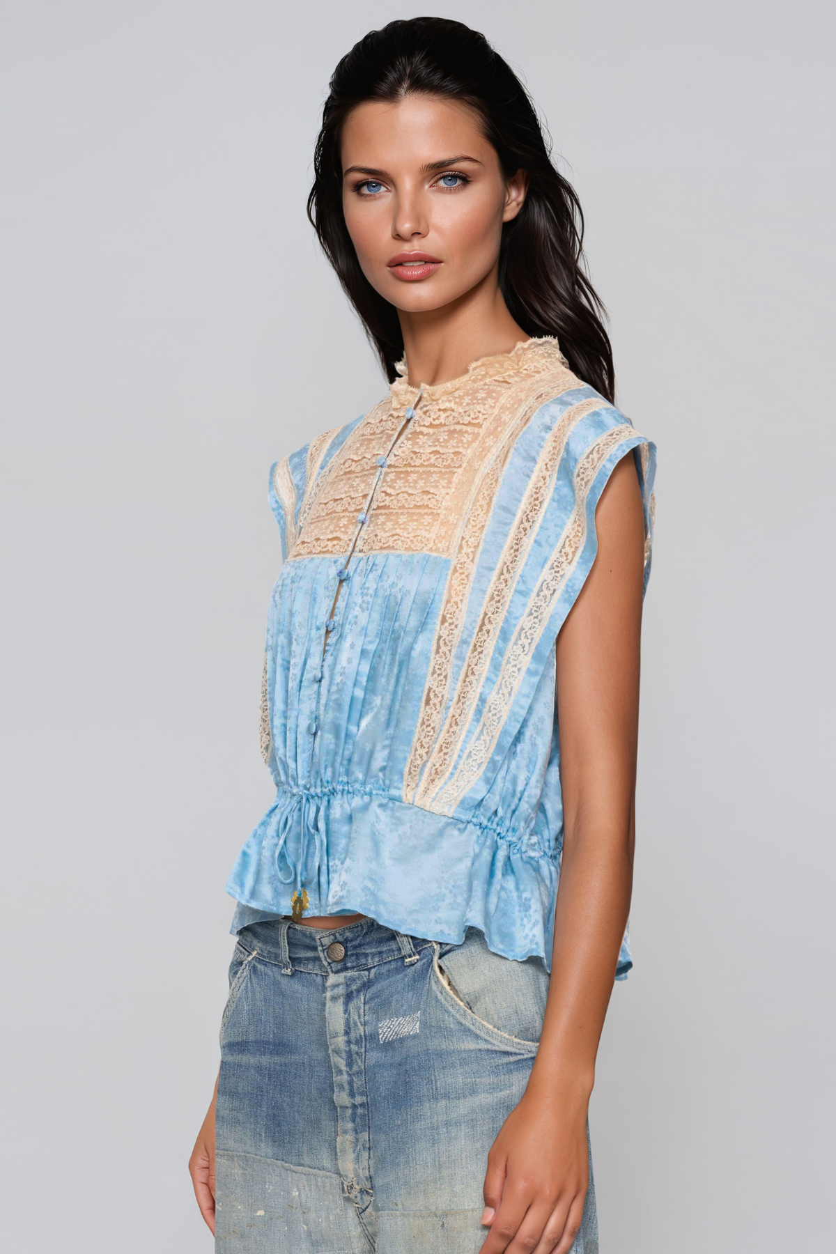 Jantine Lace Ruch Top