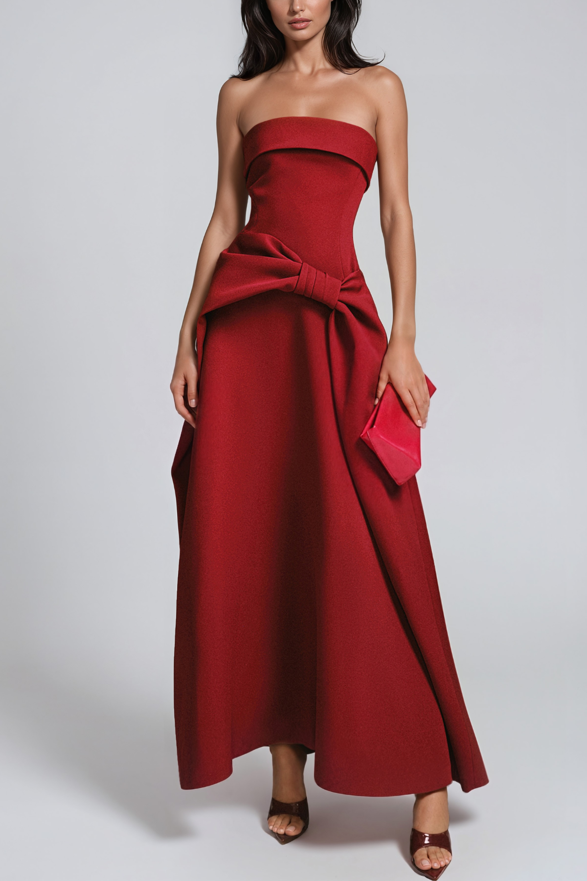 Jaouad Strapless Asymmetrica Maxi Dress