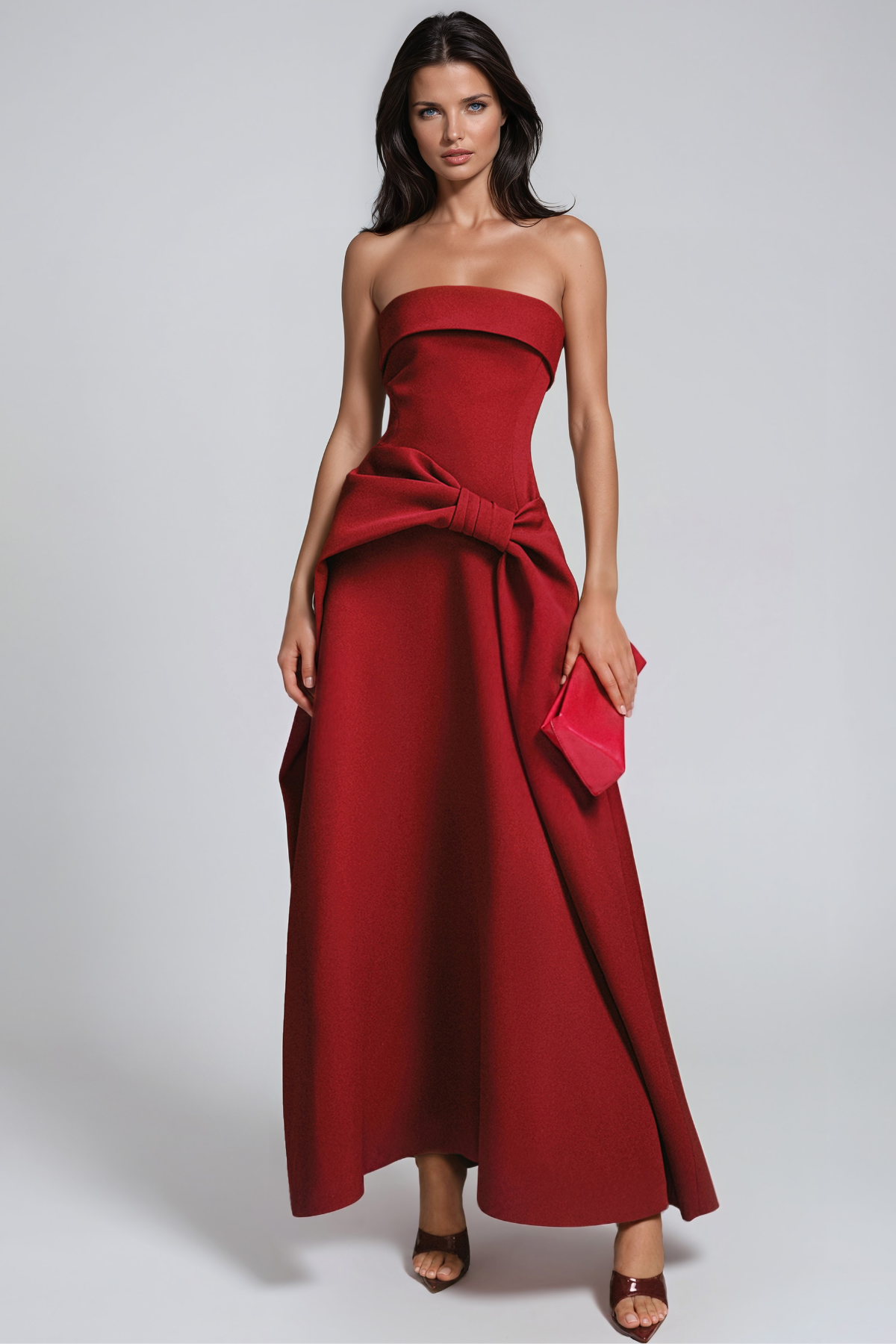 Jaouad Strapless Asymmetrica Maxi Dress