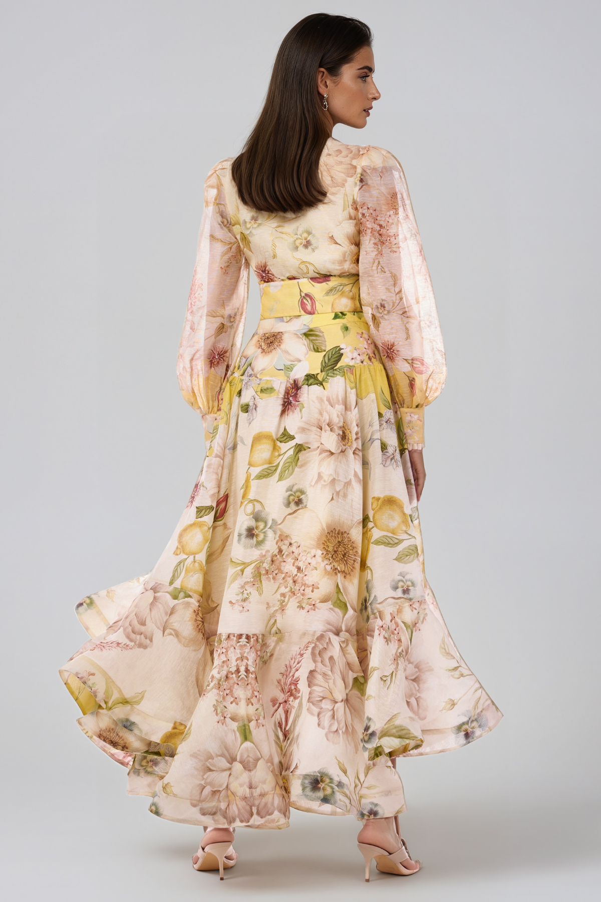 Jaroslav Balloon Sleeve Floral Skirt Set