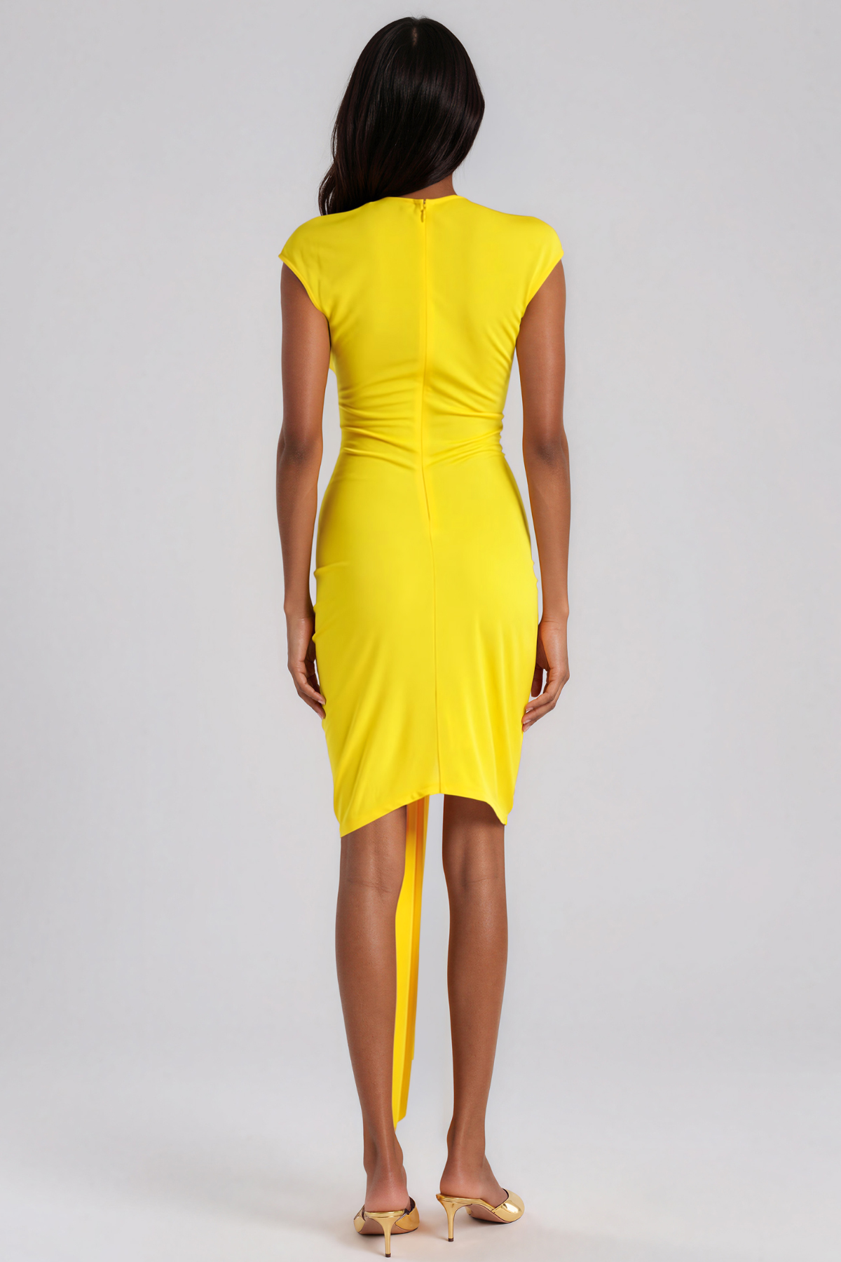 Jarrett Cutout Ruch Embellished Mini Dress In Yellow