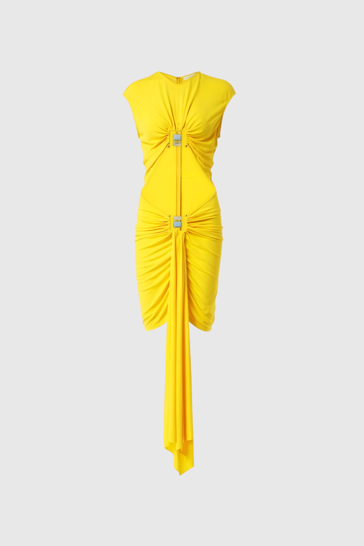 Jarrett Cutout Ruch Embellished Mini Dress In Yellow