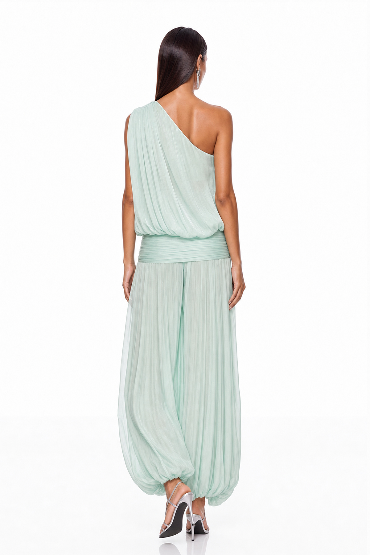 Javaid One Shoulder Asymmetric Draped Jumpsuit