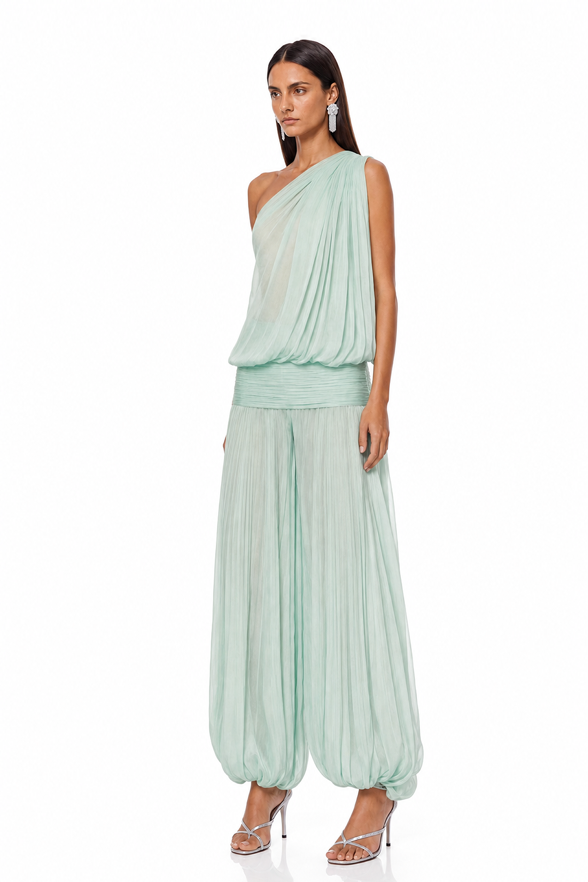 Javaid One Shoulder Asymmetric Draped Jumpsuit