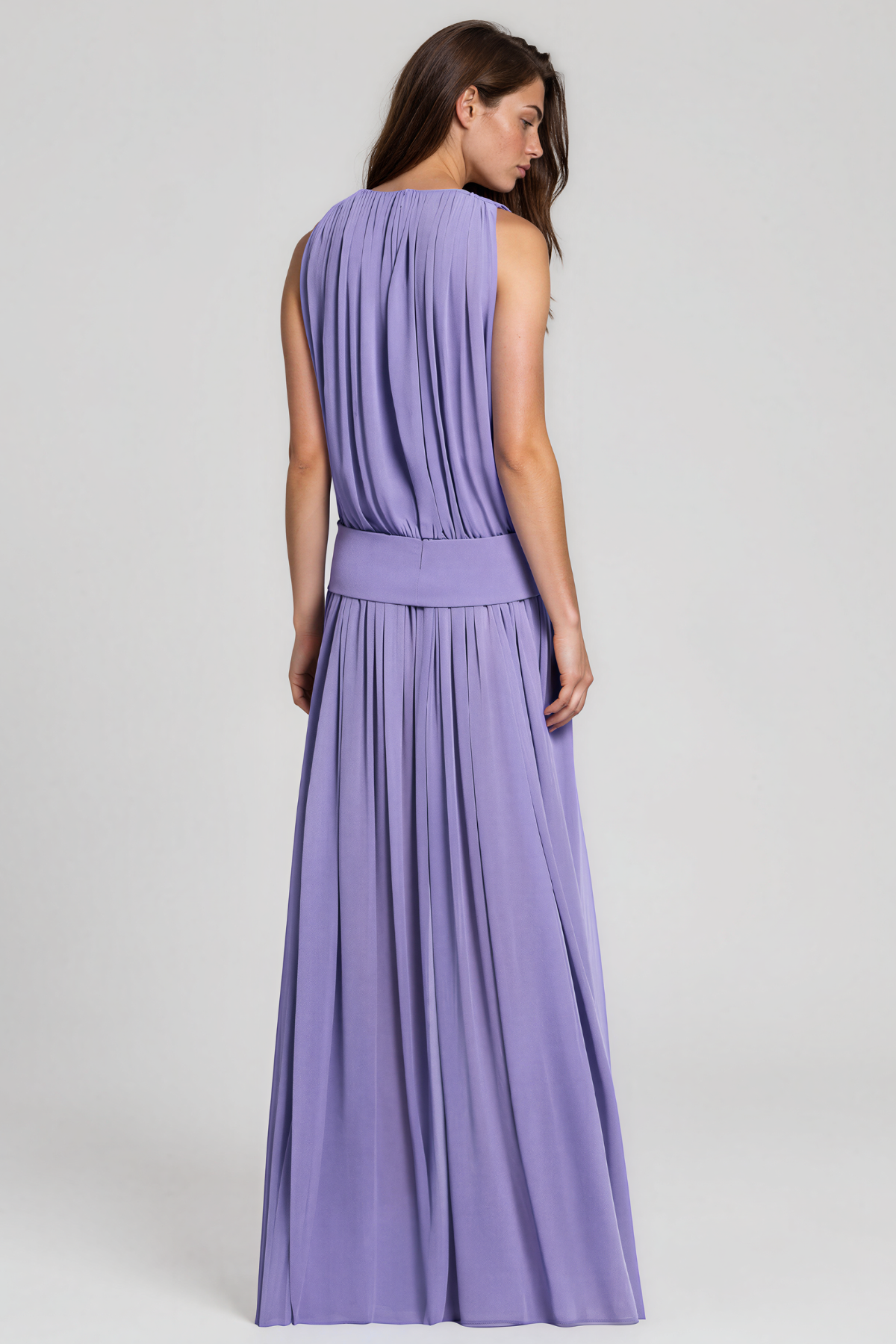 Javaid Plunge Mesh Split Maxi Dress