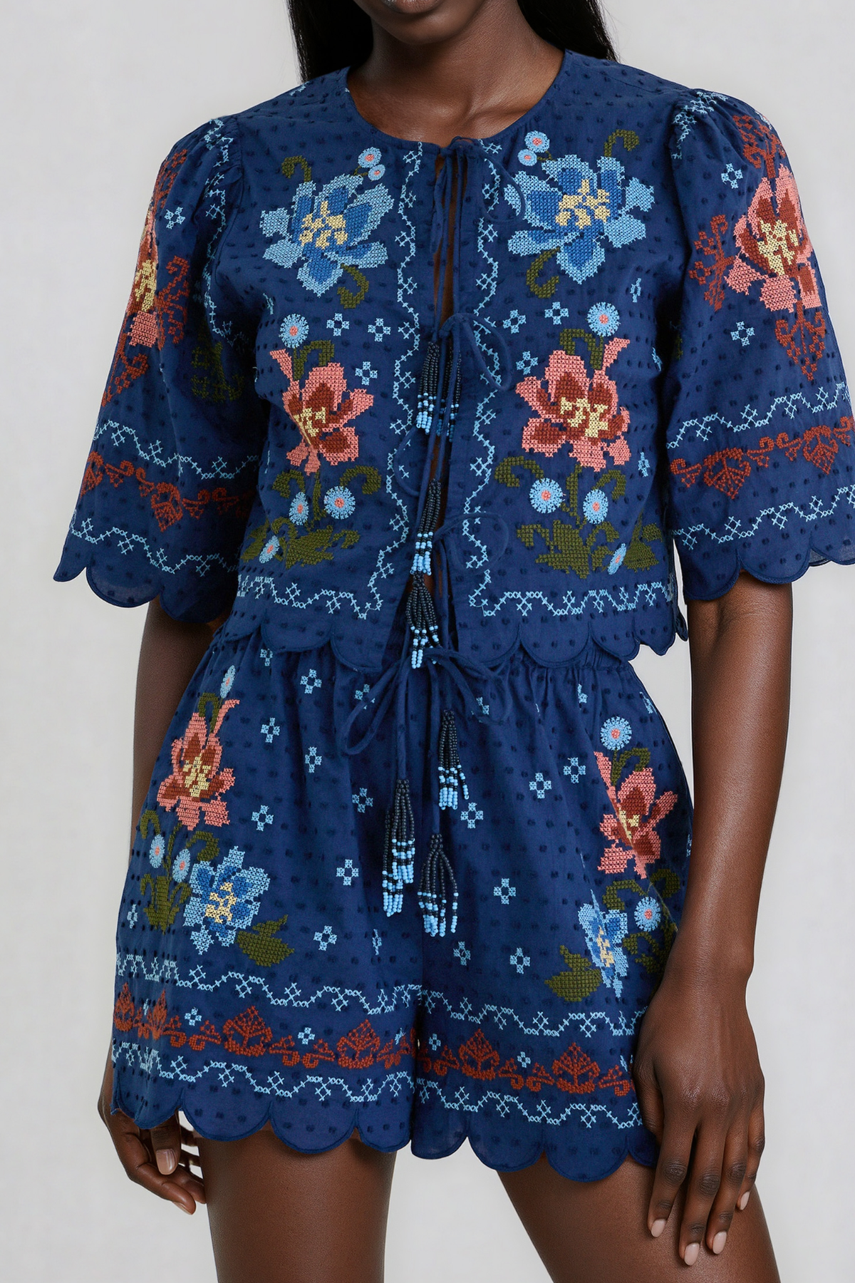 Jawahir Tie Up Floral Shorts Set