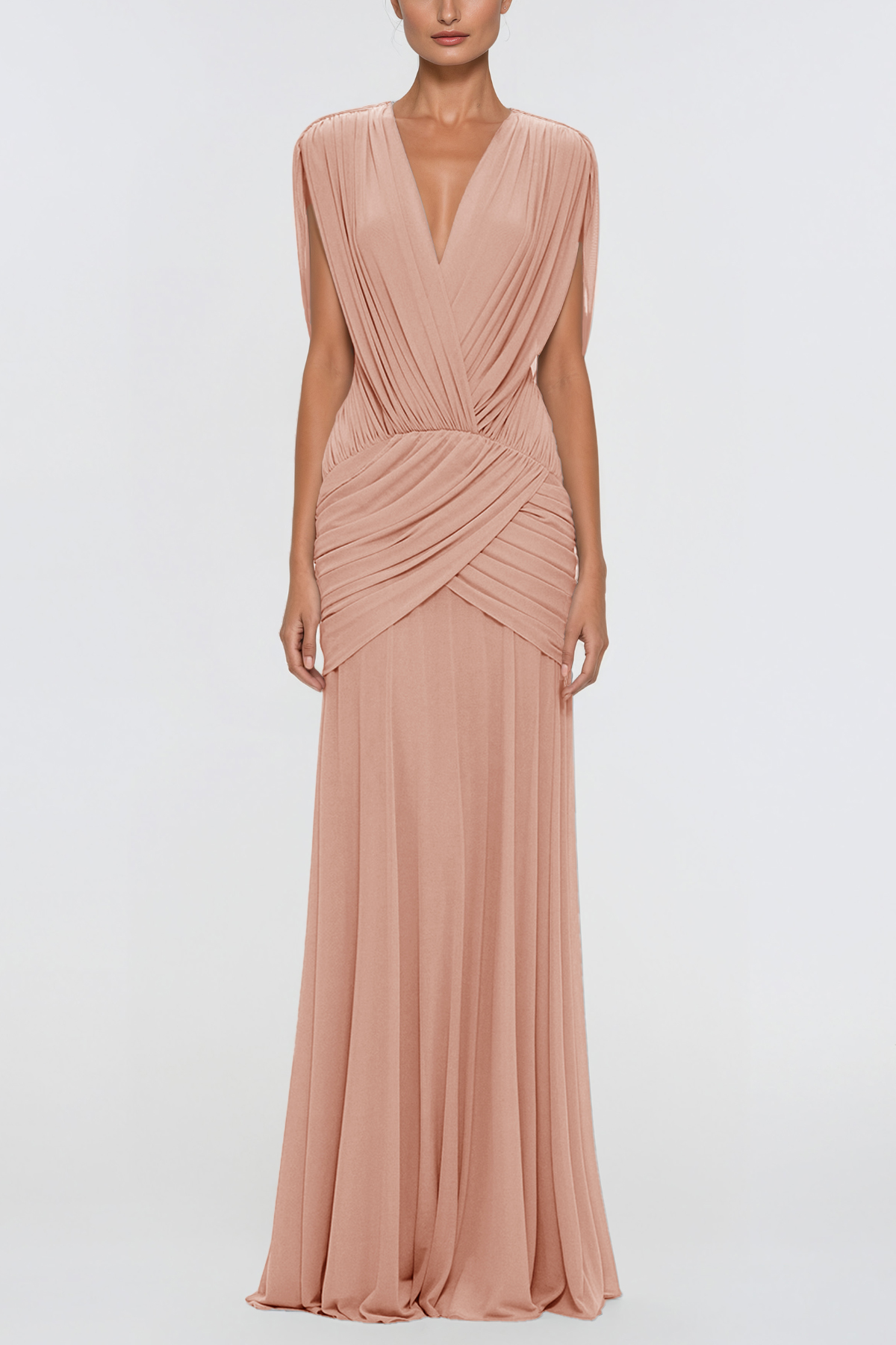 Jay Ruch Mesh Maxi Dress In Pink